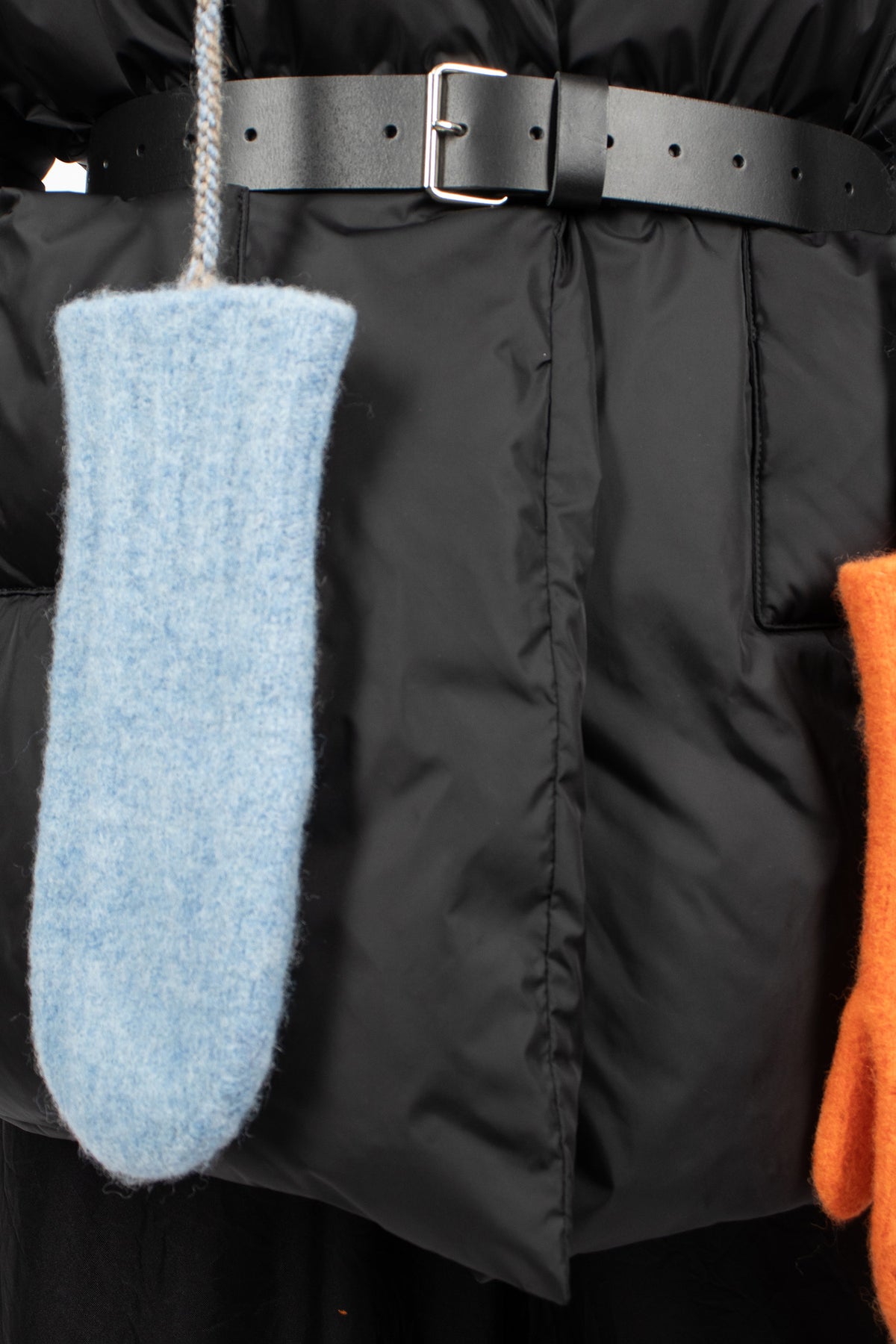 Wool Felt Braid Gloves Light Blue/Orange