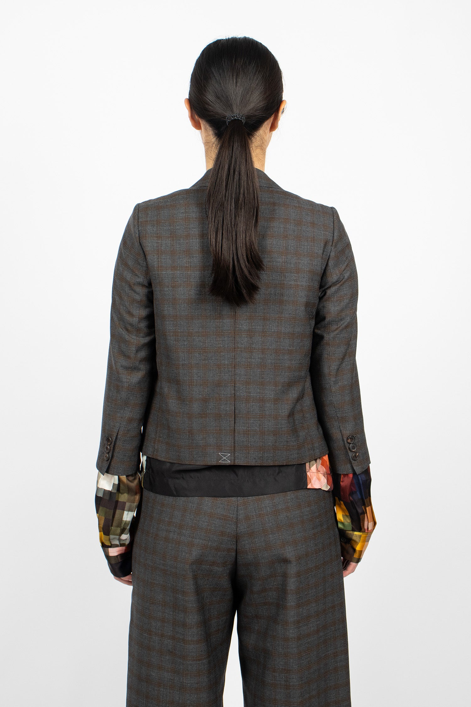 Cropped Wool Blazer Brown