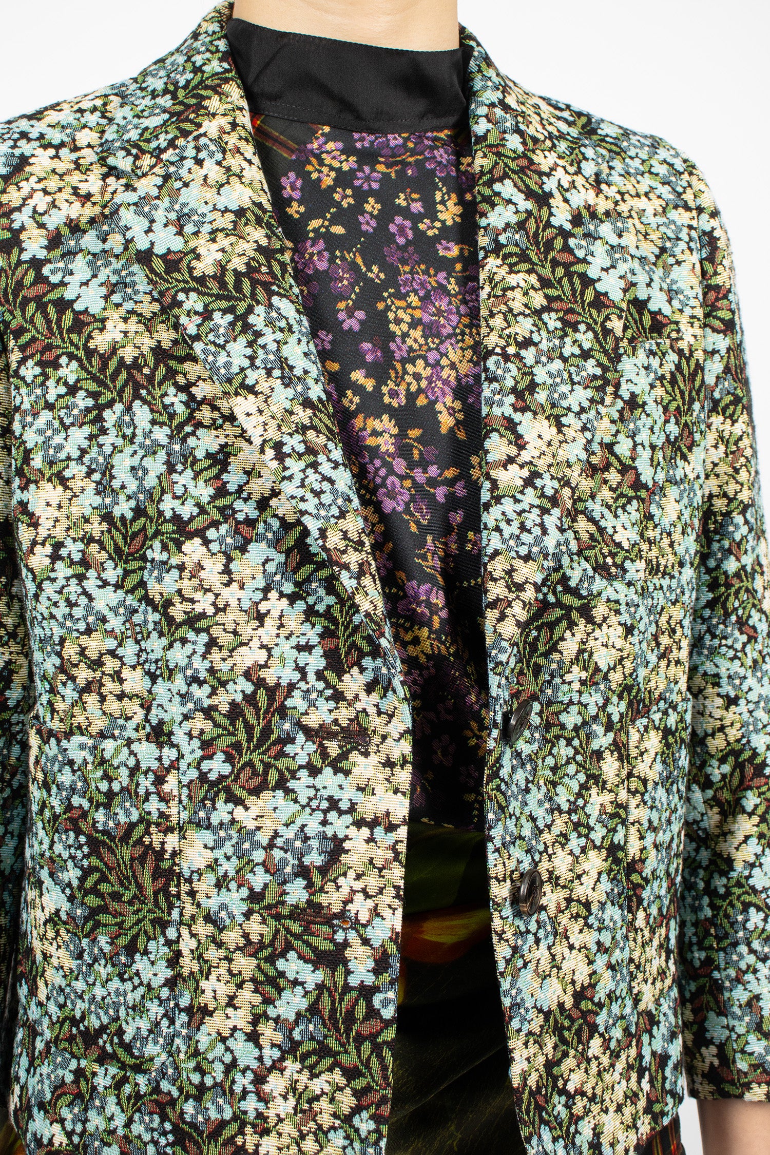 Cropped Jacquard Blazer Sky