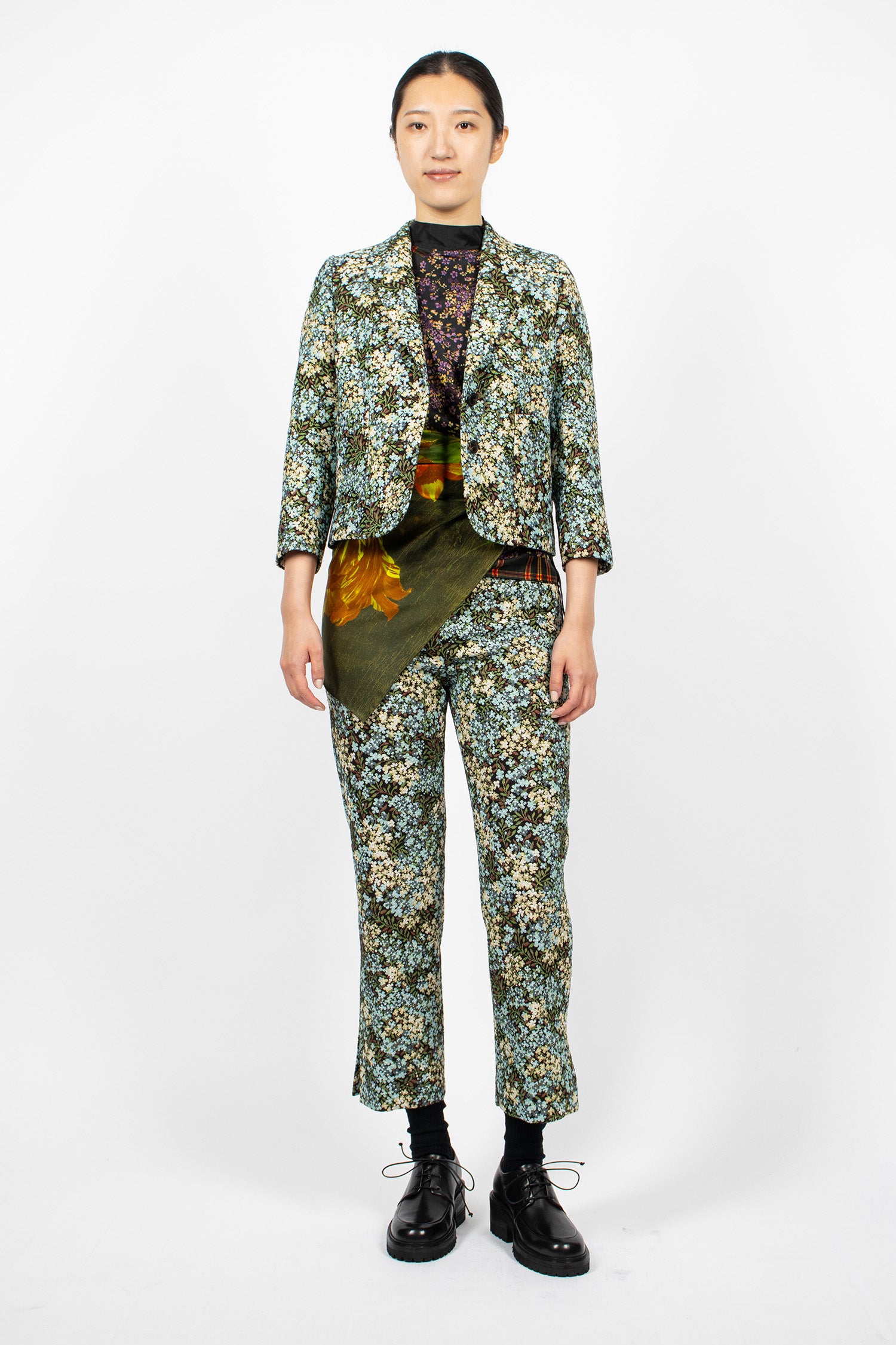 Cropped Jacquard Blazer Sky