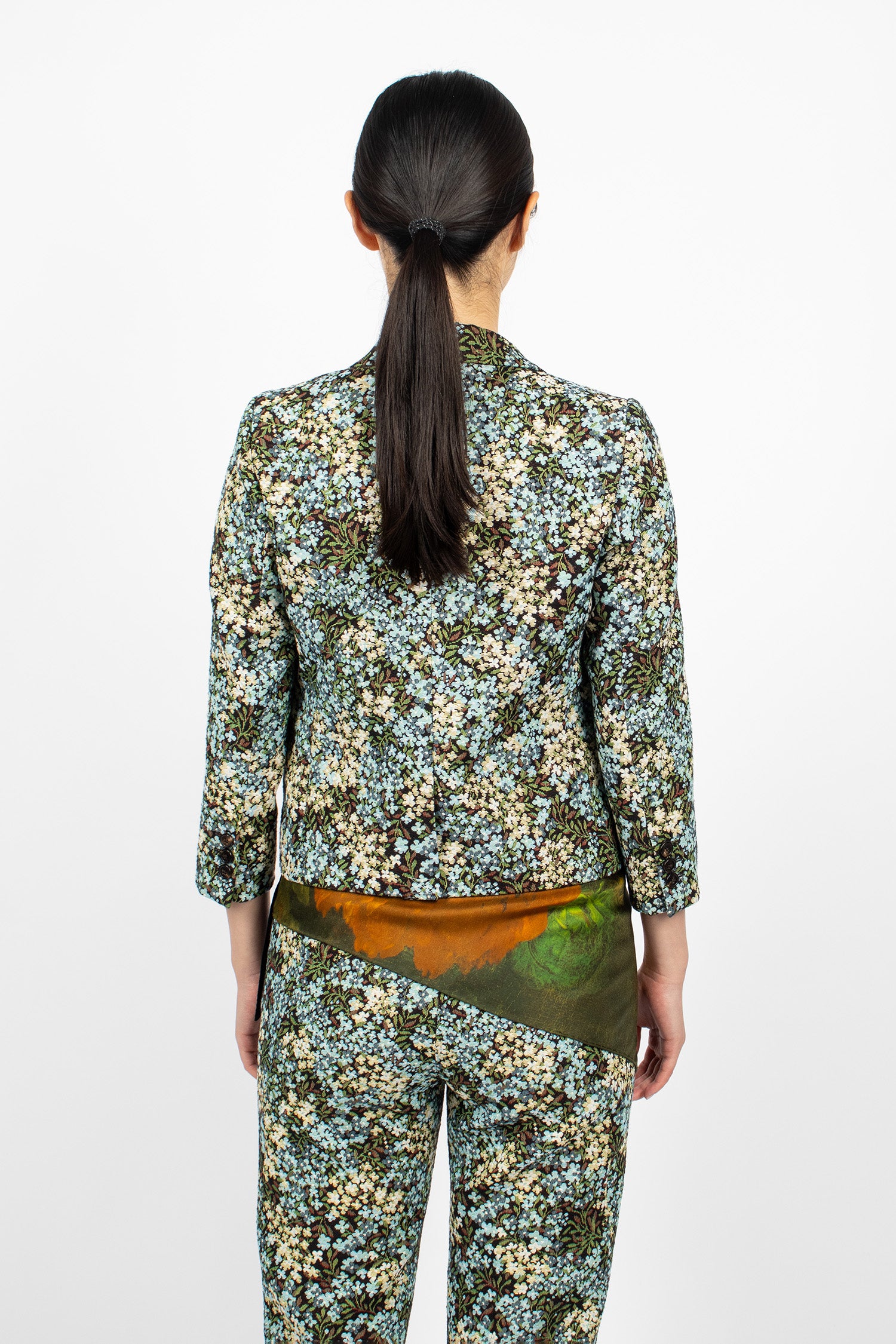Cropped Jacquard Blazer Sky