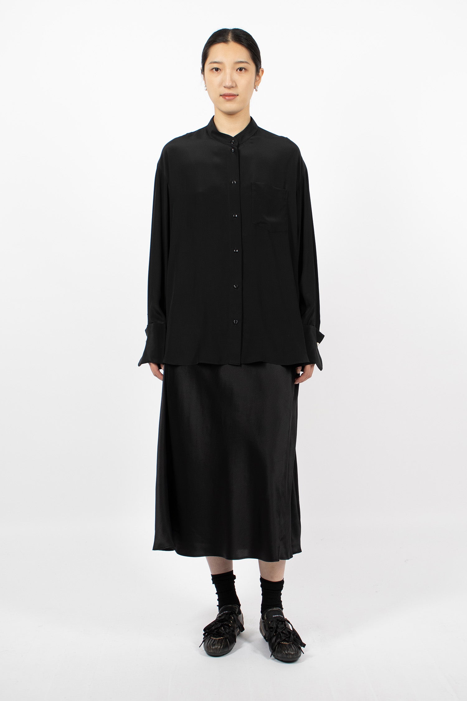 Single Hip Detail Easy Skirt Black