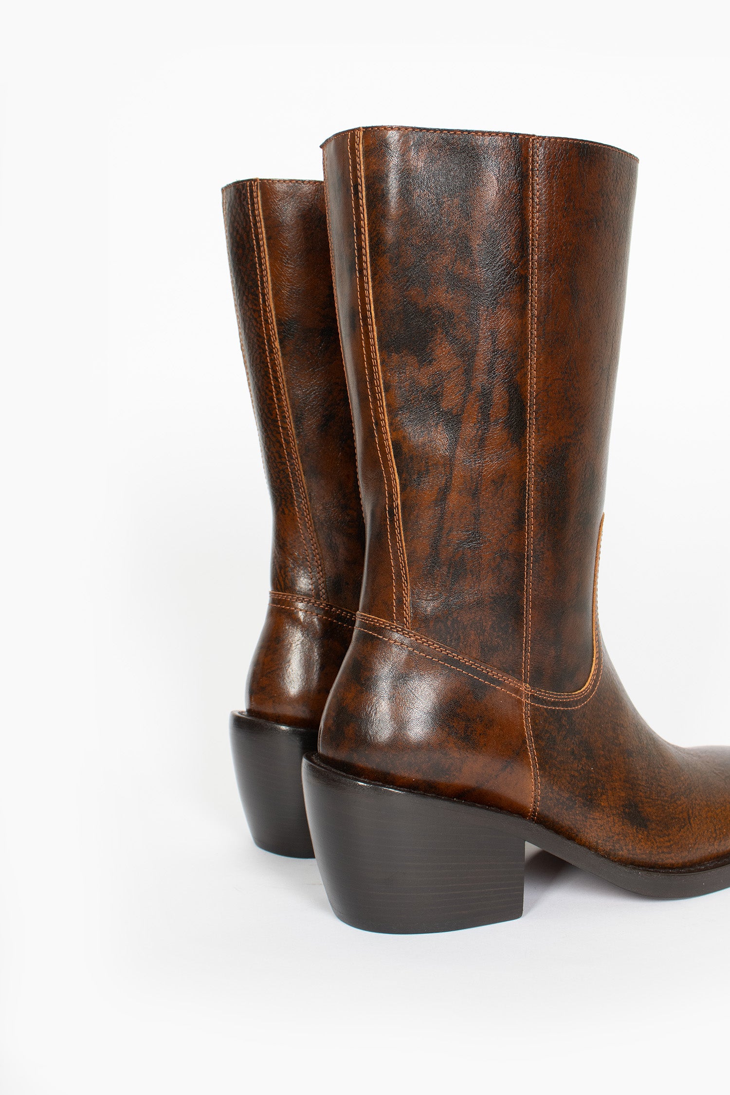 Mid-Calf Heeled Boots Dark Brown
