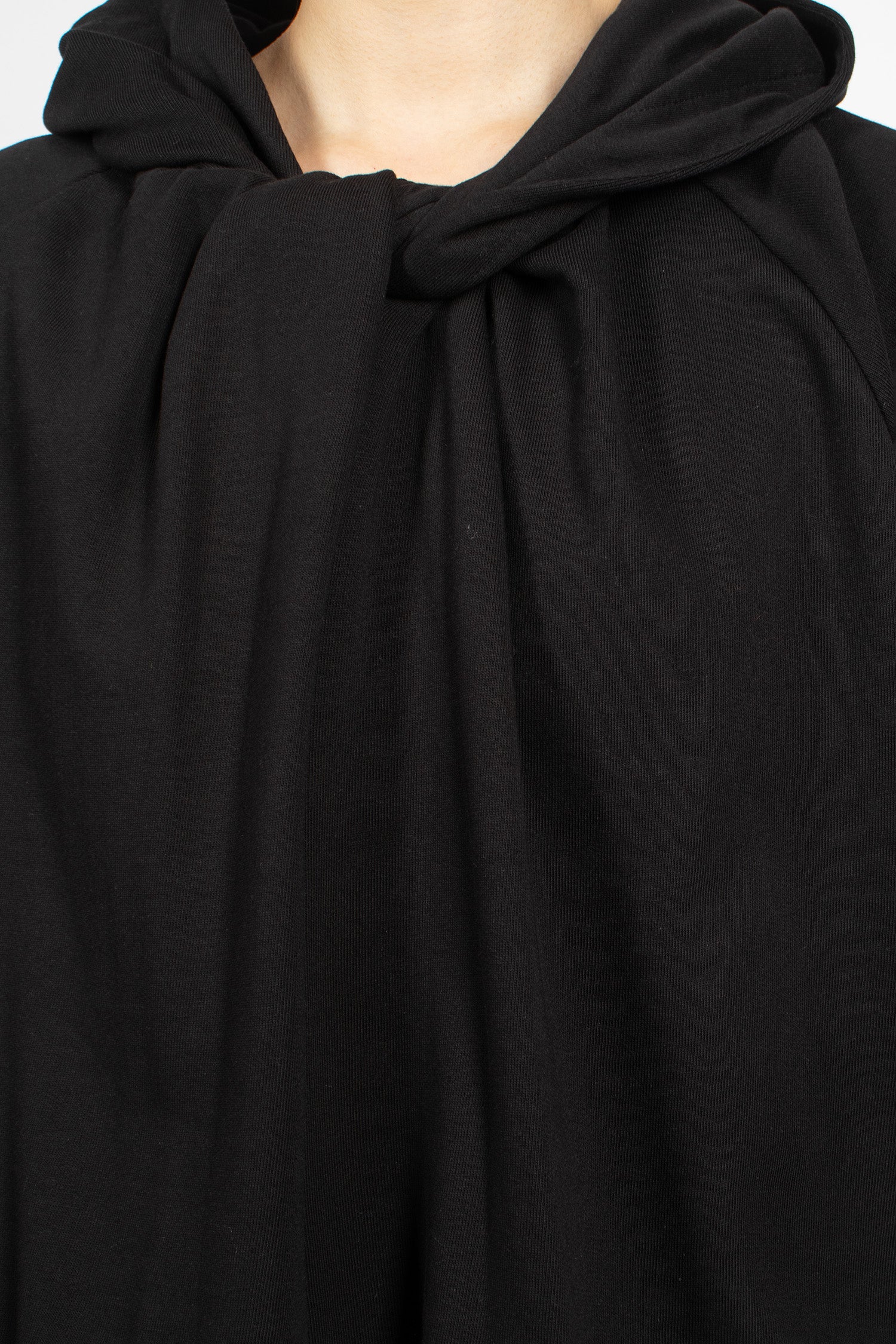 Draped Cotton Hoodie Black