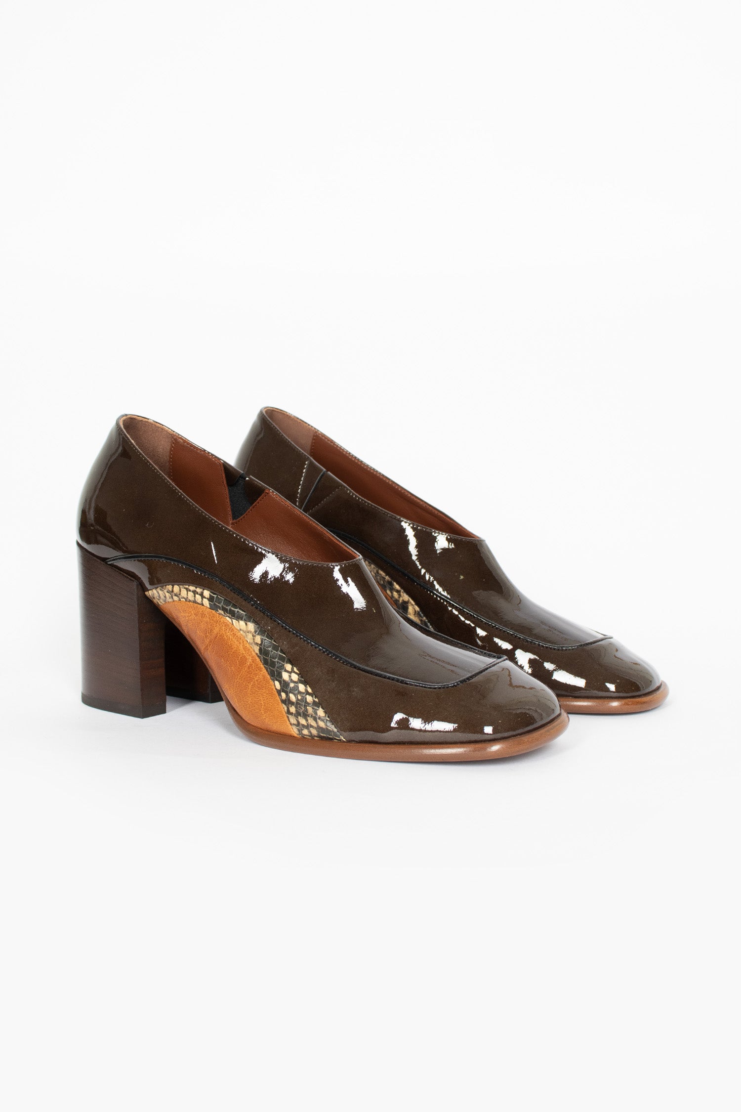Patent Leather Heels Olive