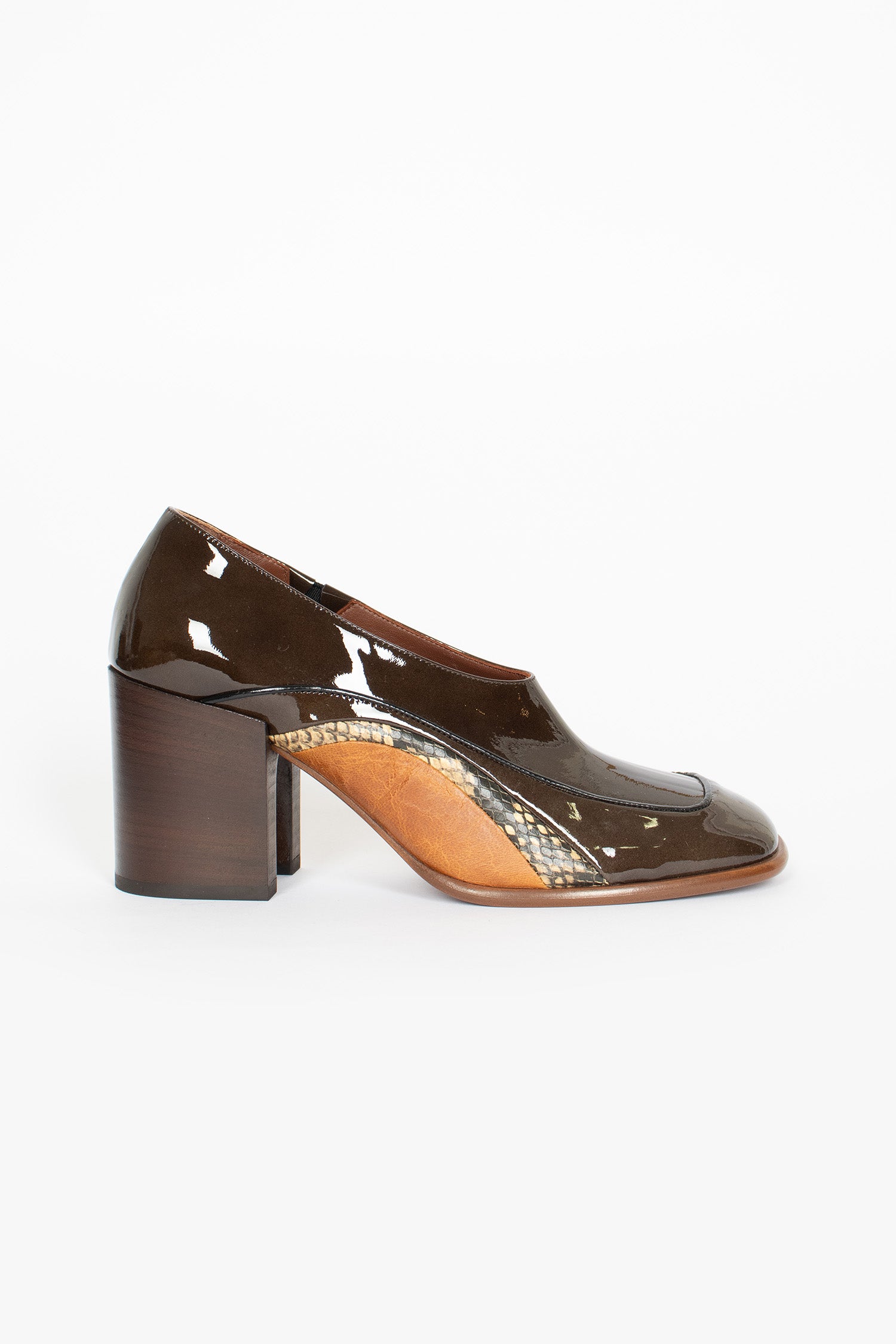 Patent Leather Heels Olive