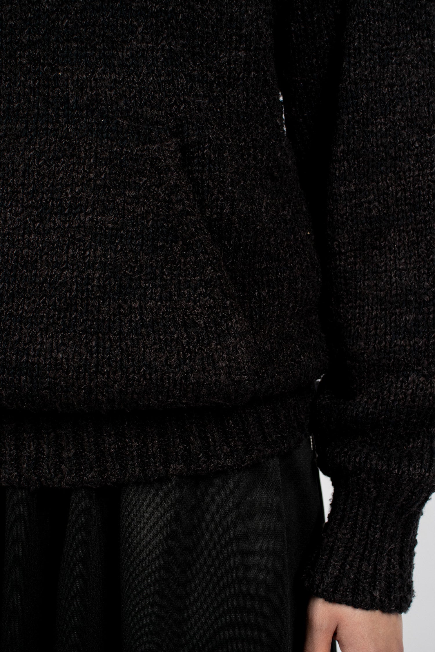 Raglan Knit Hoodie Black