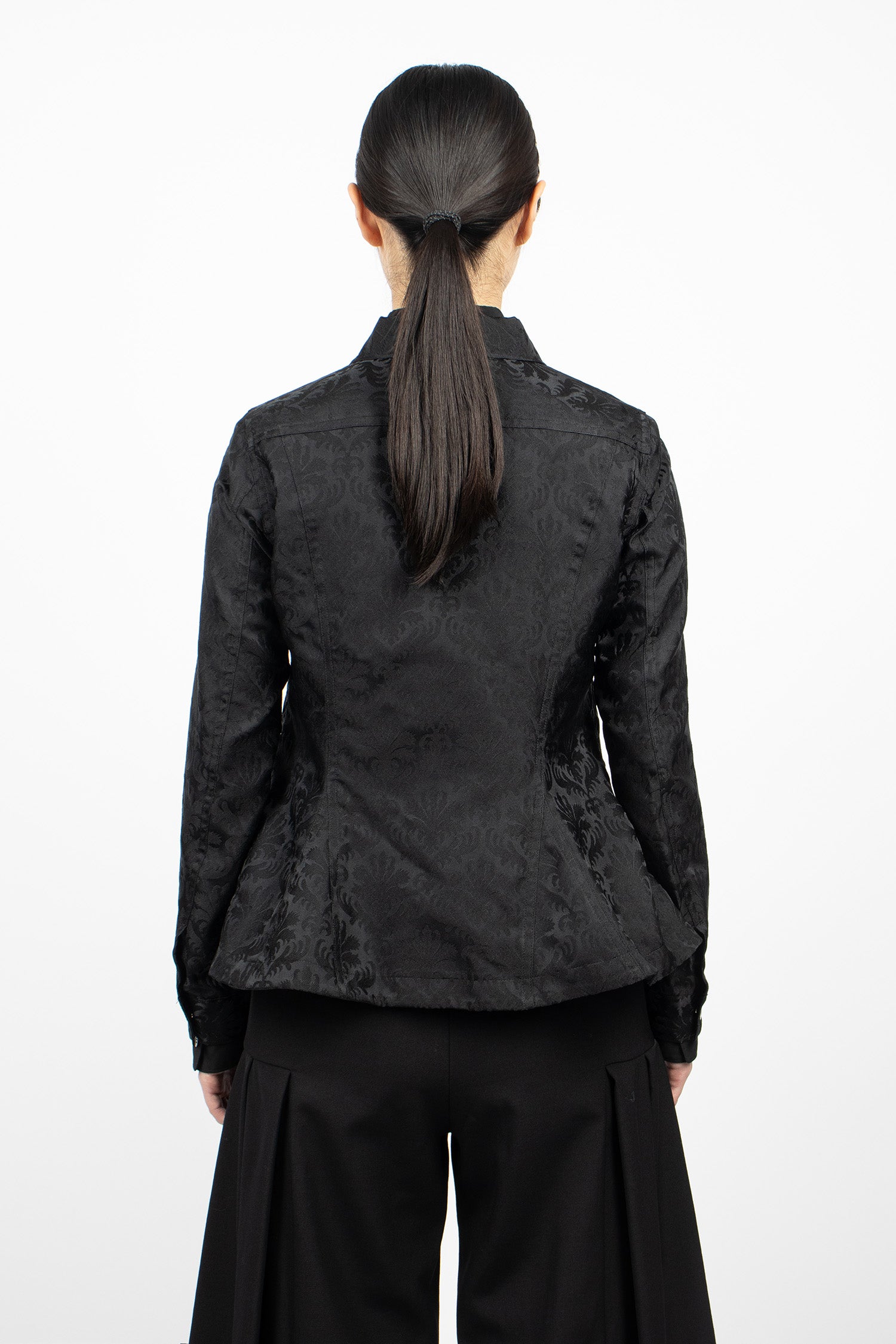 Peplum Jacquard Jacket Black