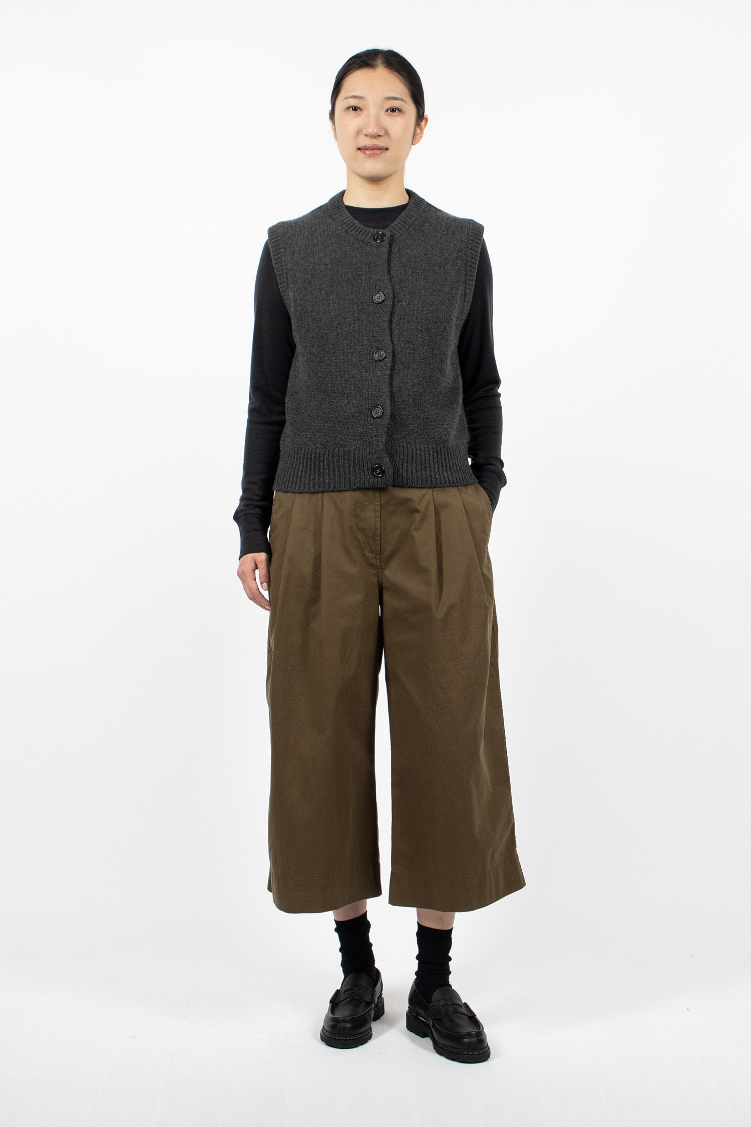 Pleated Culottes Khaki
