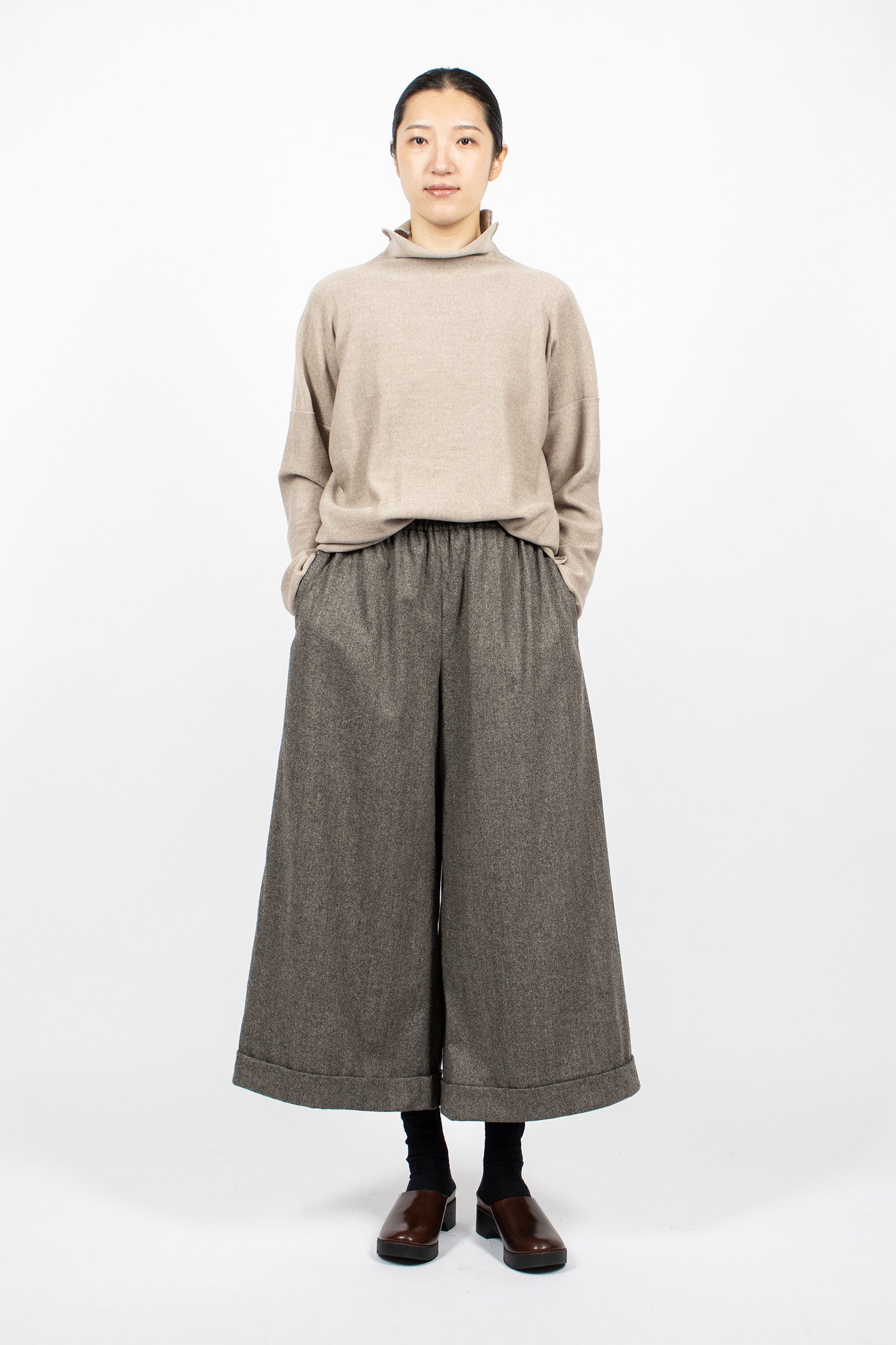 Wide Pyjama Trousers Mix Brown