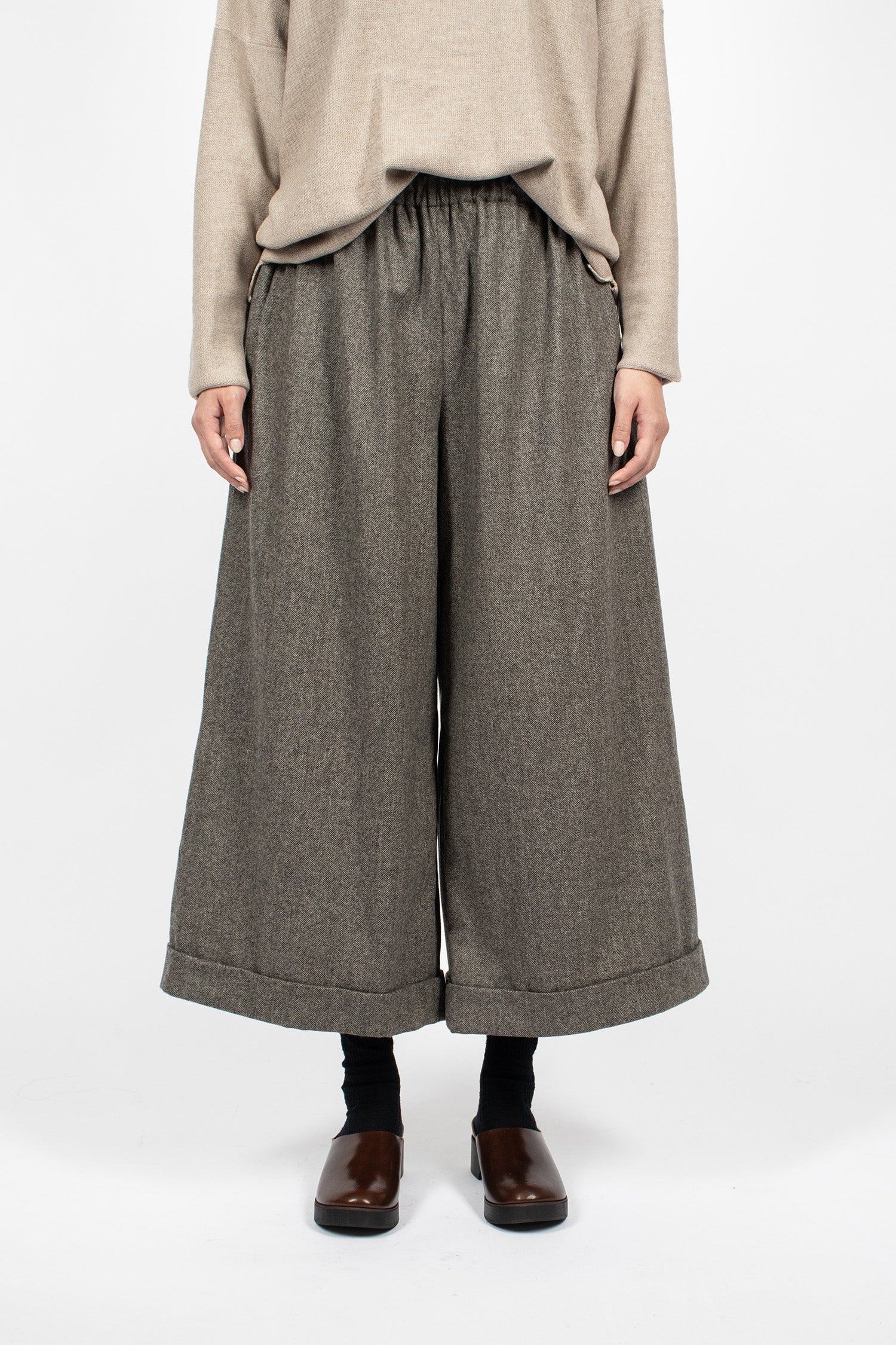 Wide Pyjama Trousers Mix Brown