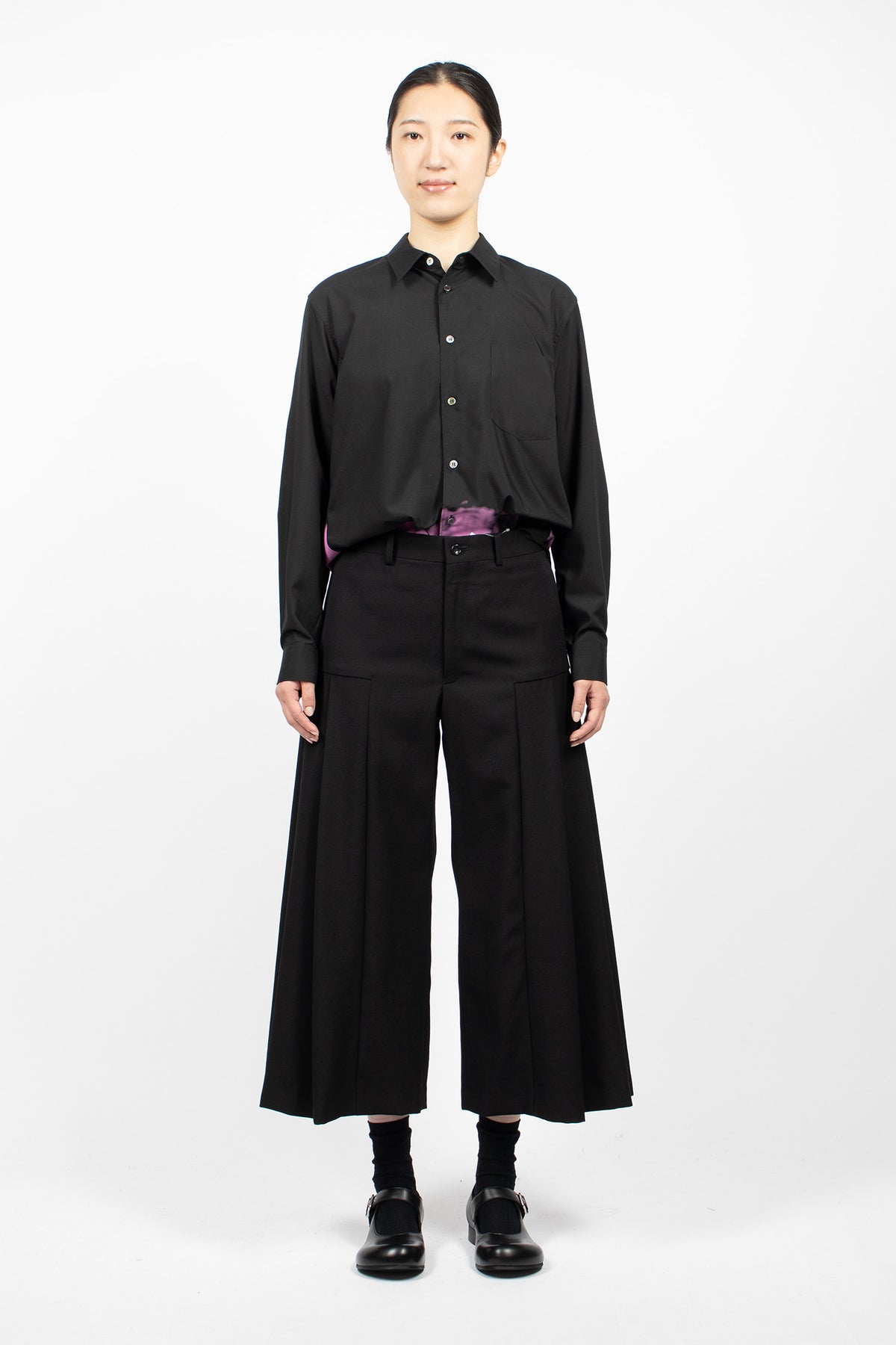 Pleated Wide Leg Pants Black
