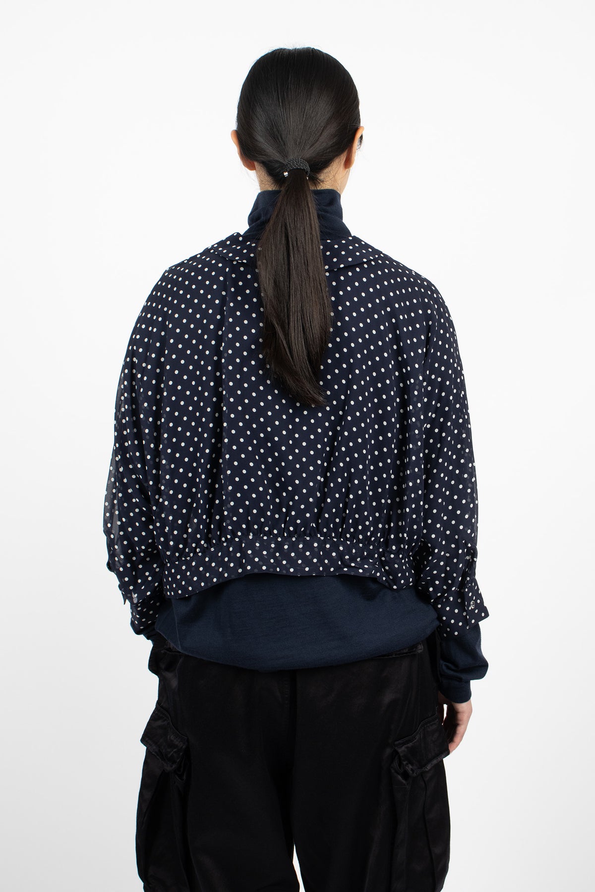 Collared Bolero Blouse Navy