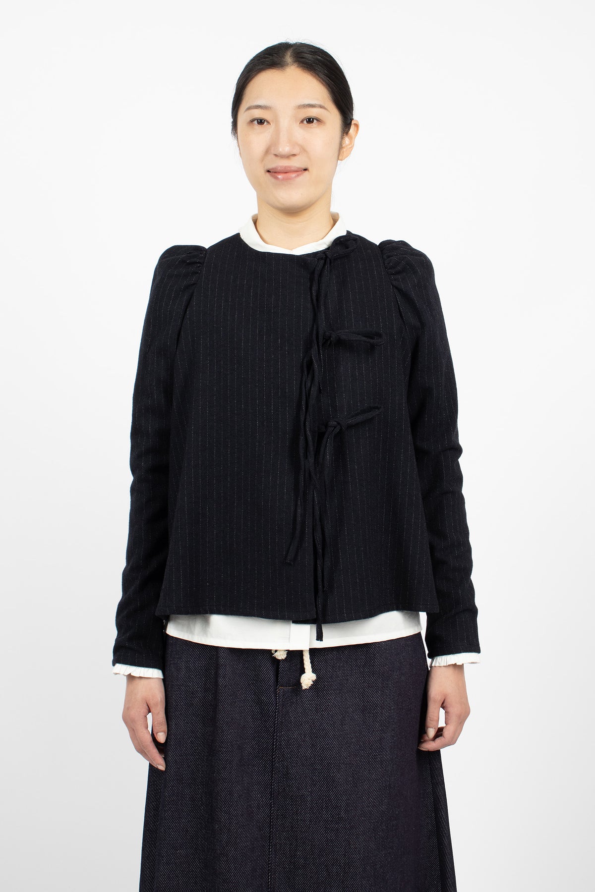 Bows Shirt Black Pinstripe