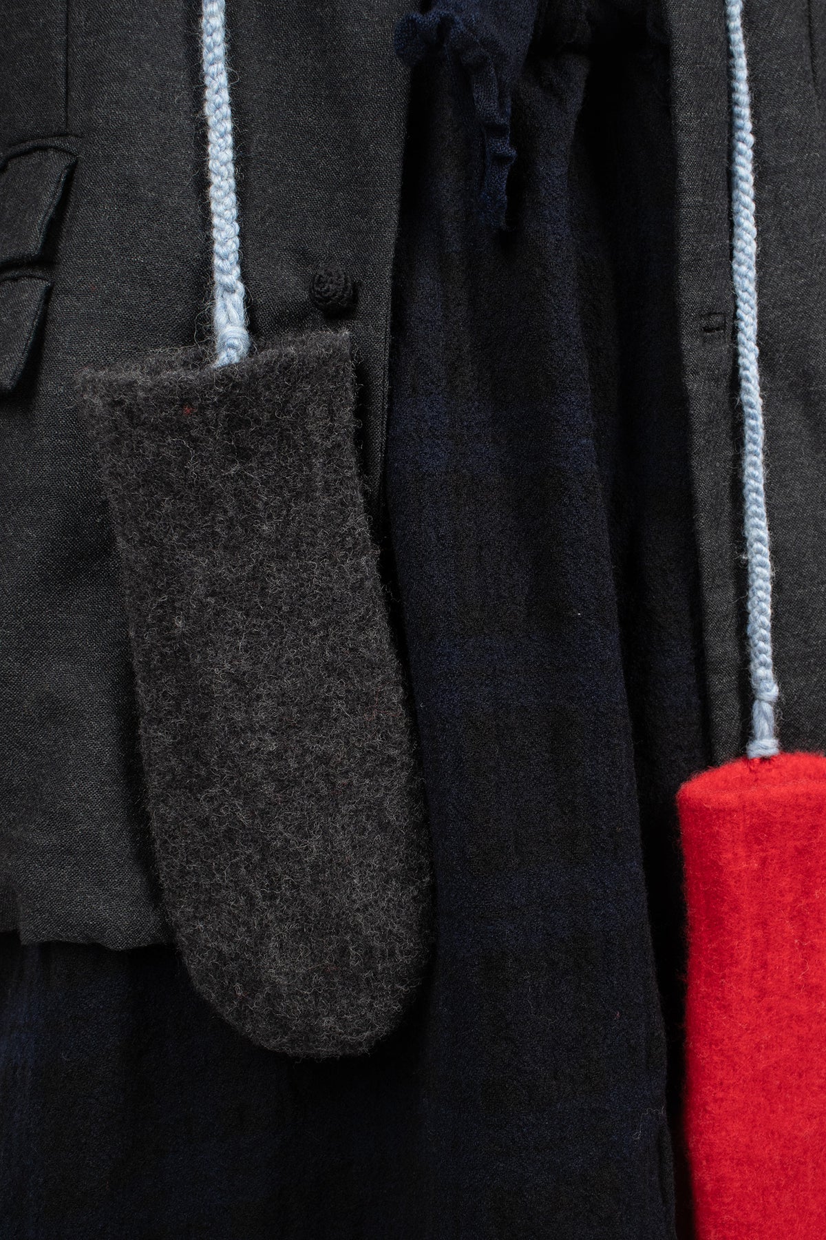 Wool Felt Braid Gloves Anthracite/Red