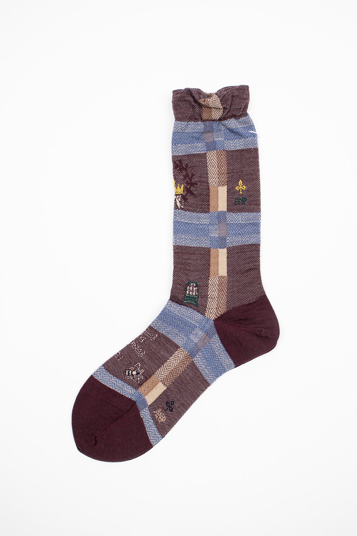 AM-824 Darning Check Socks Wine