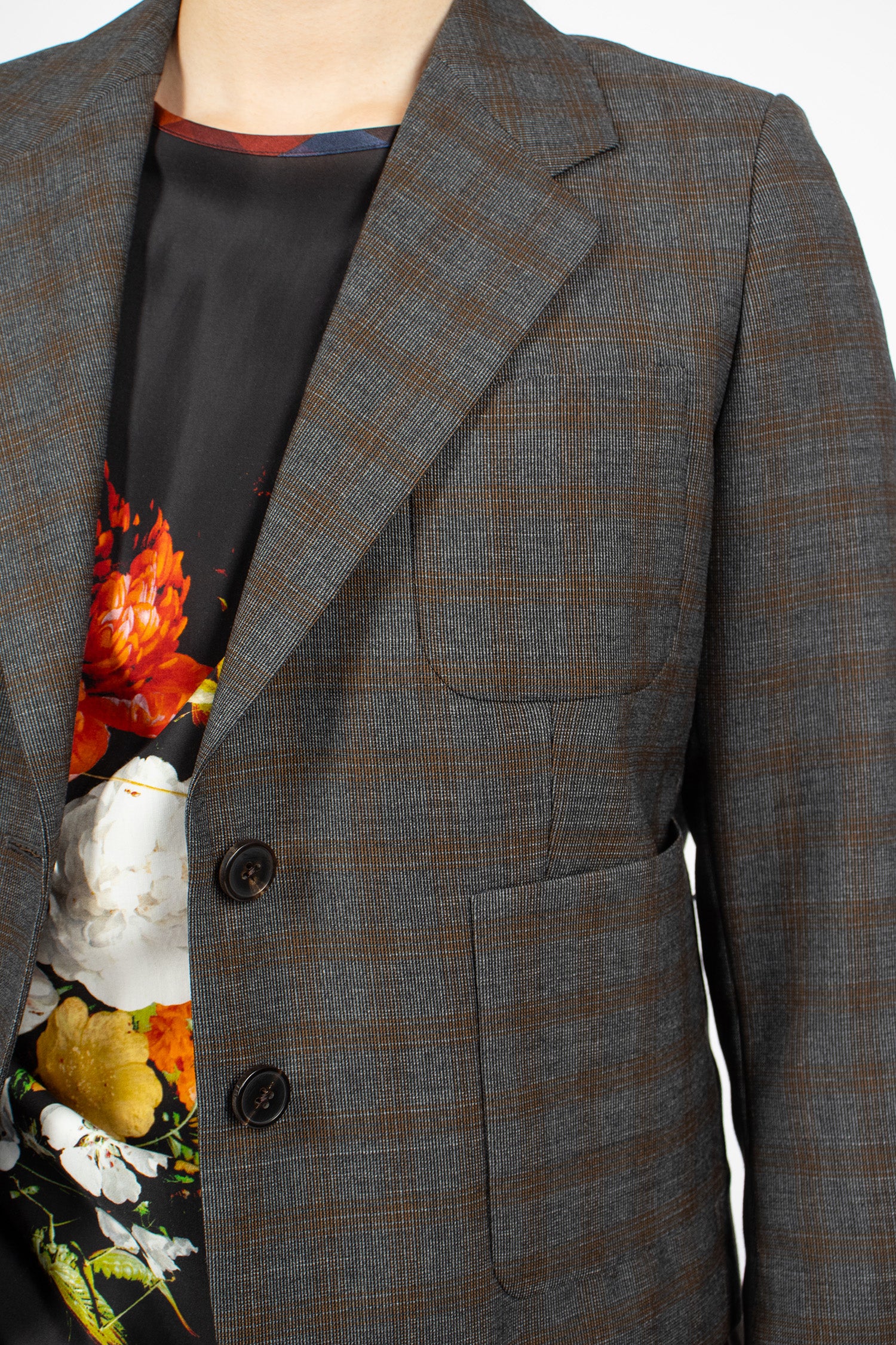 Cropped Wool Blazer Brown