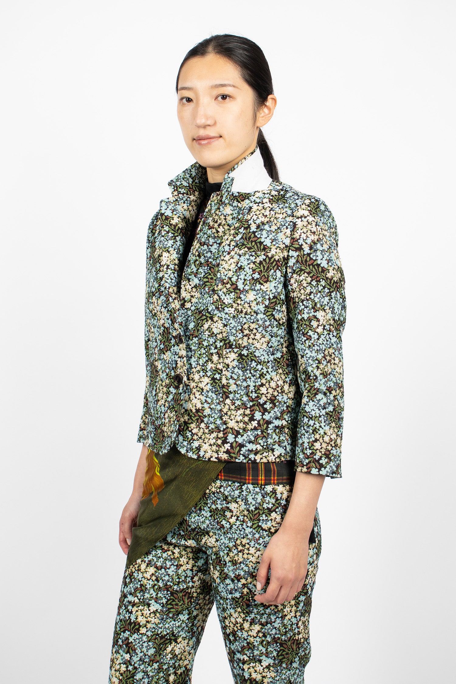 Cropped Jacquard Blazer Sky