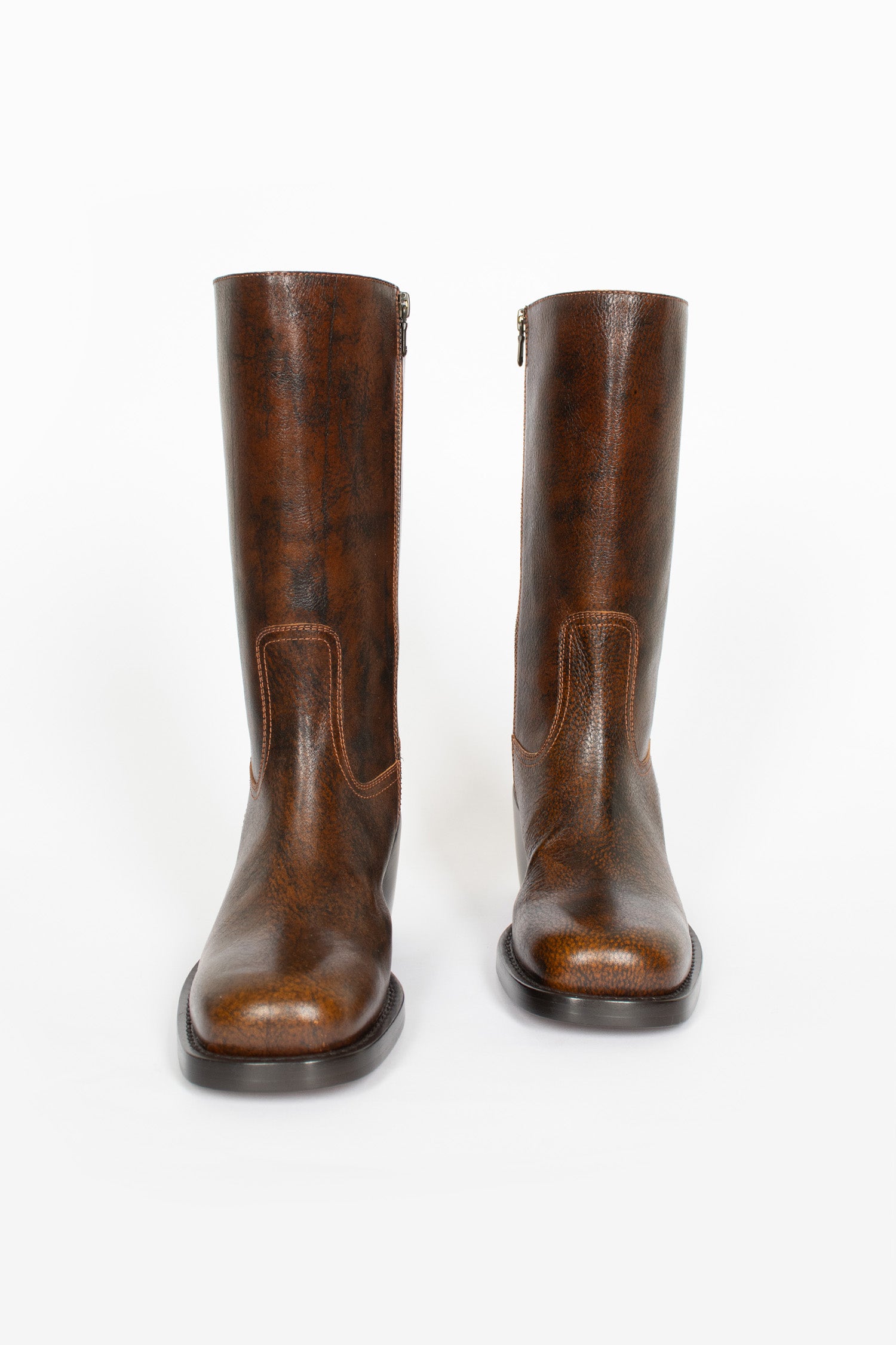 Mid-Calf Heeled Boots Dark Brown