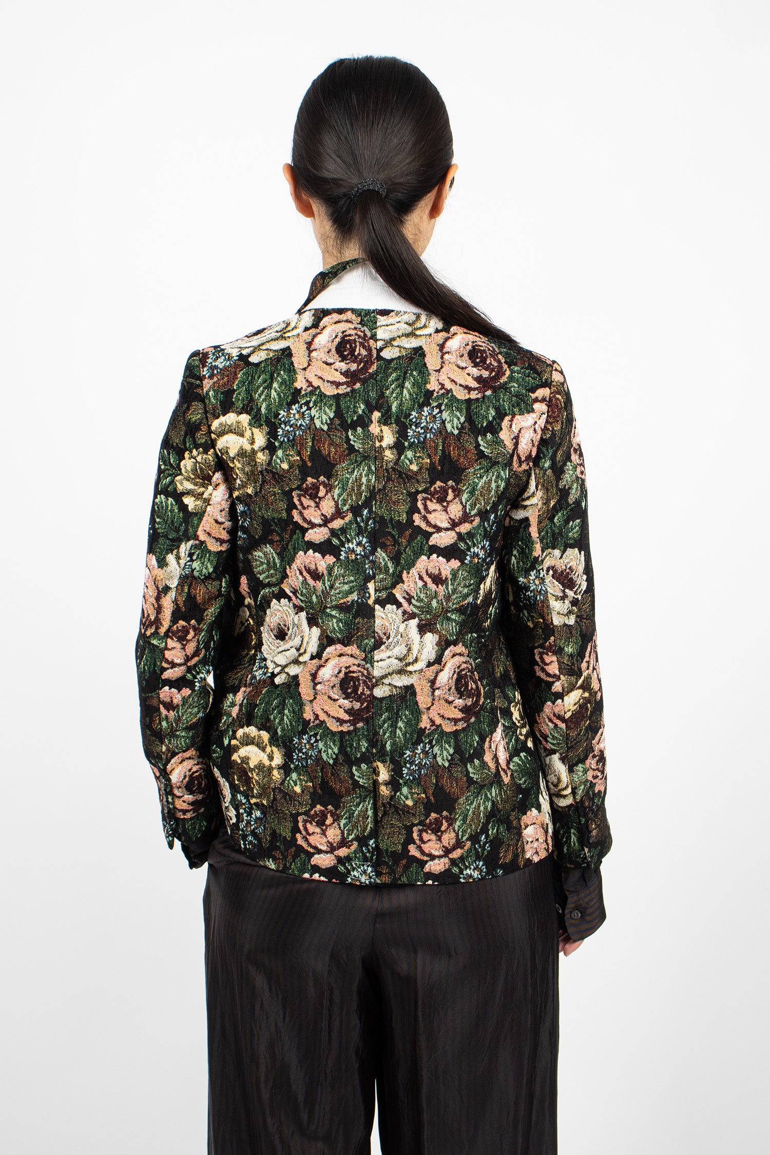 Floral Jacquard Blazer Black
