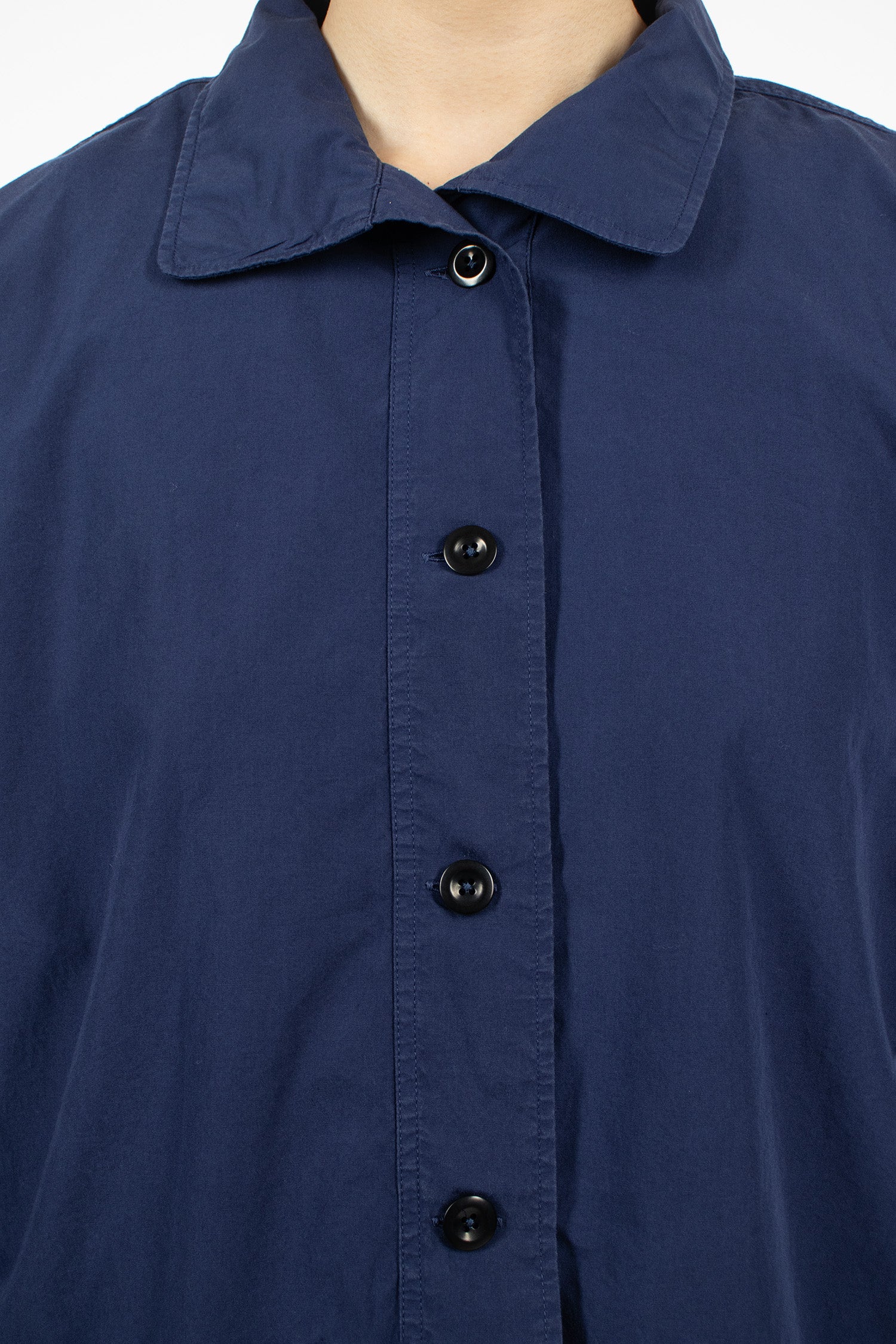 Asymmetric Round Collar Shirt Cobalt