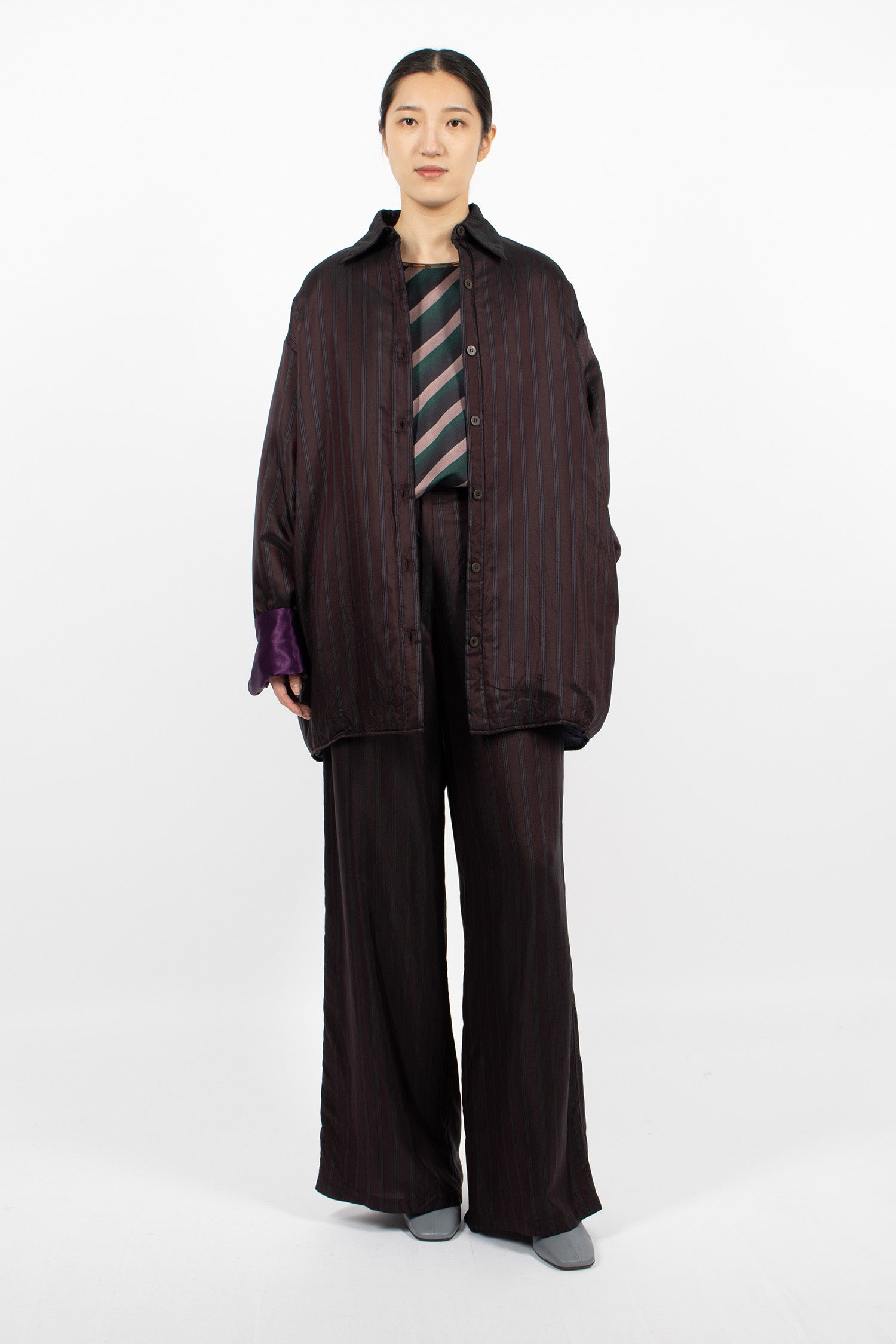 Oversized Padded Shirt Burgundy