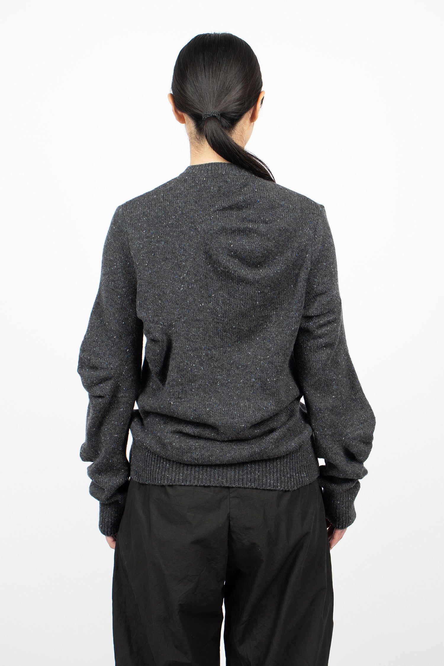 Gathered Cardigan Charcoal Grey