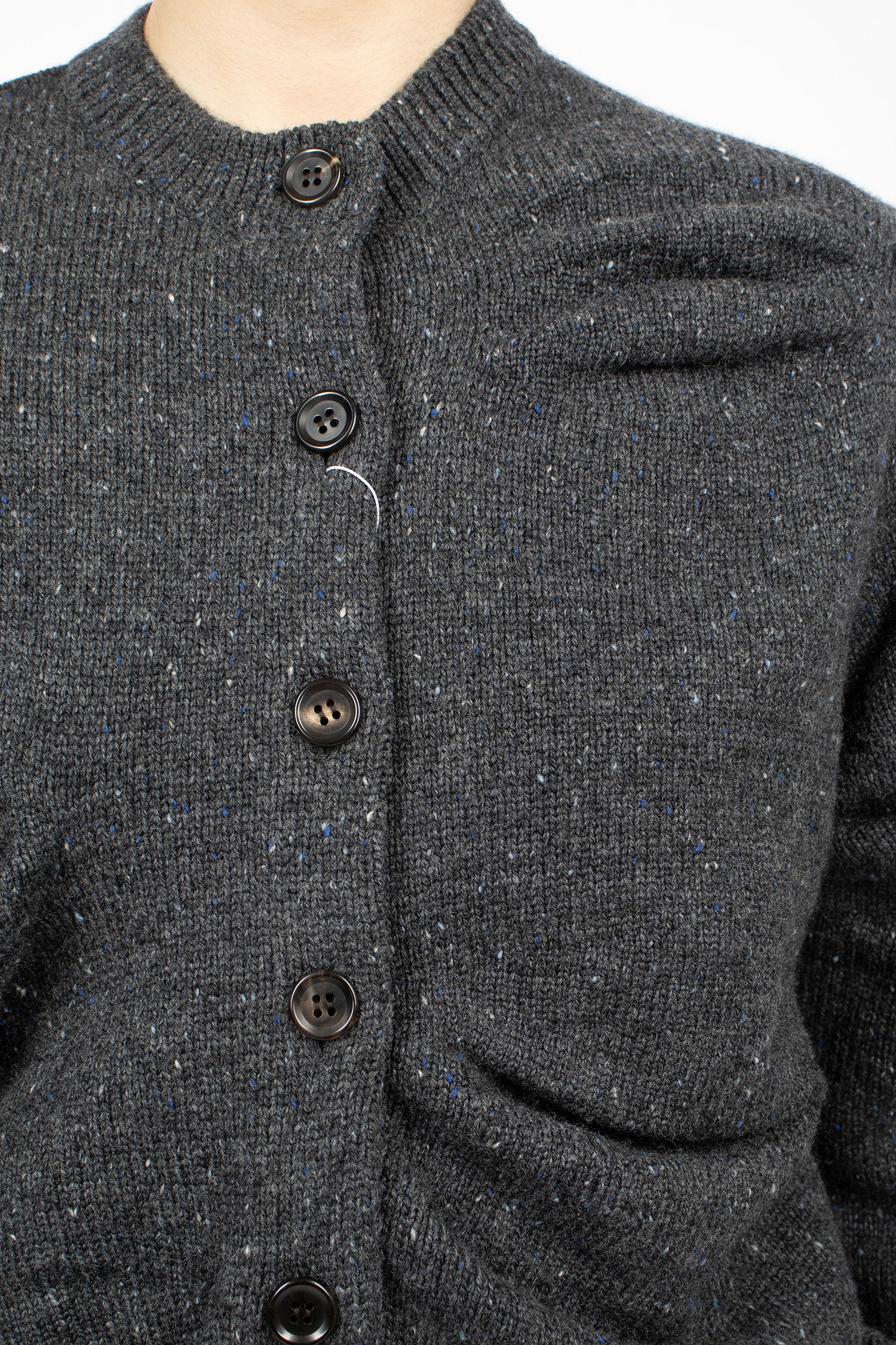 Gathered Cardigan Charcoal Grey
