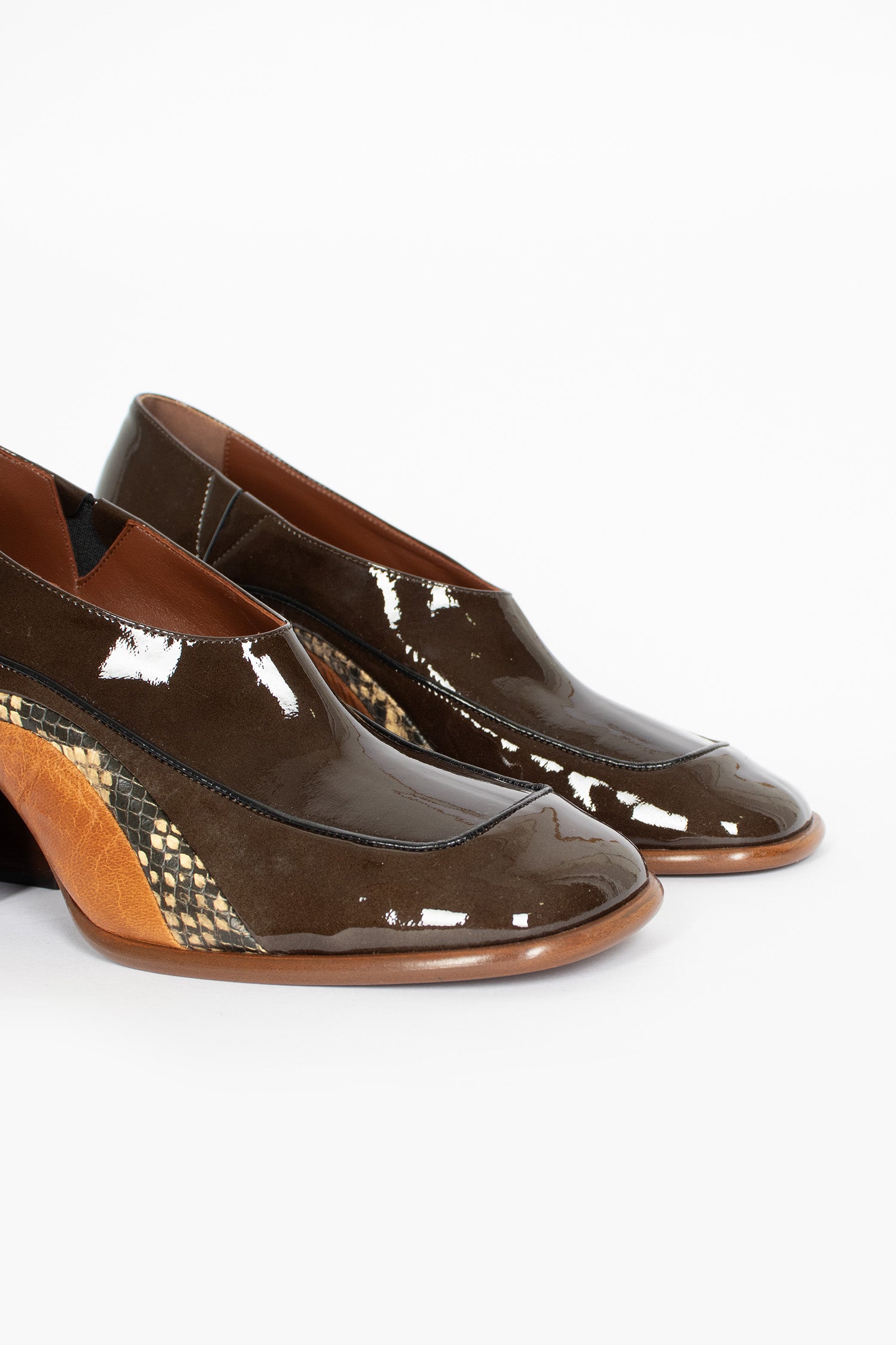 Patent Leather Heels Olive