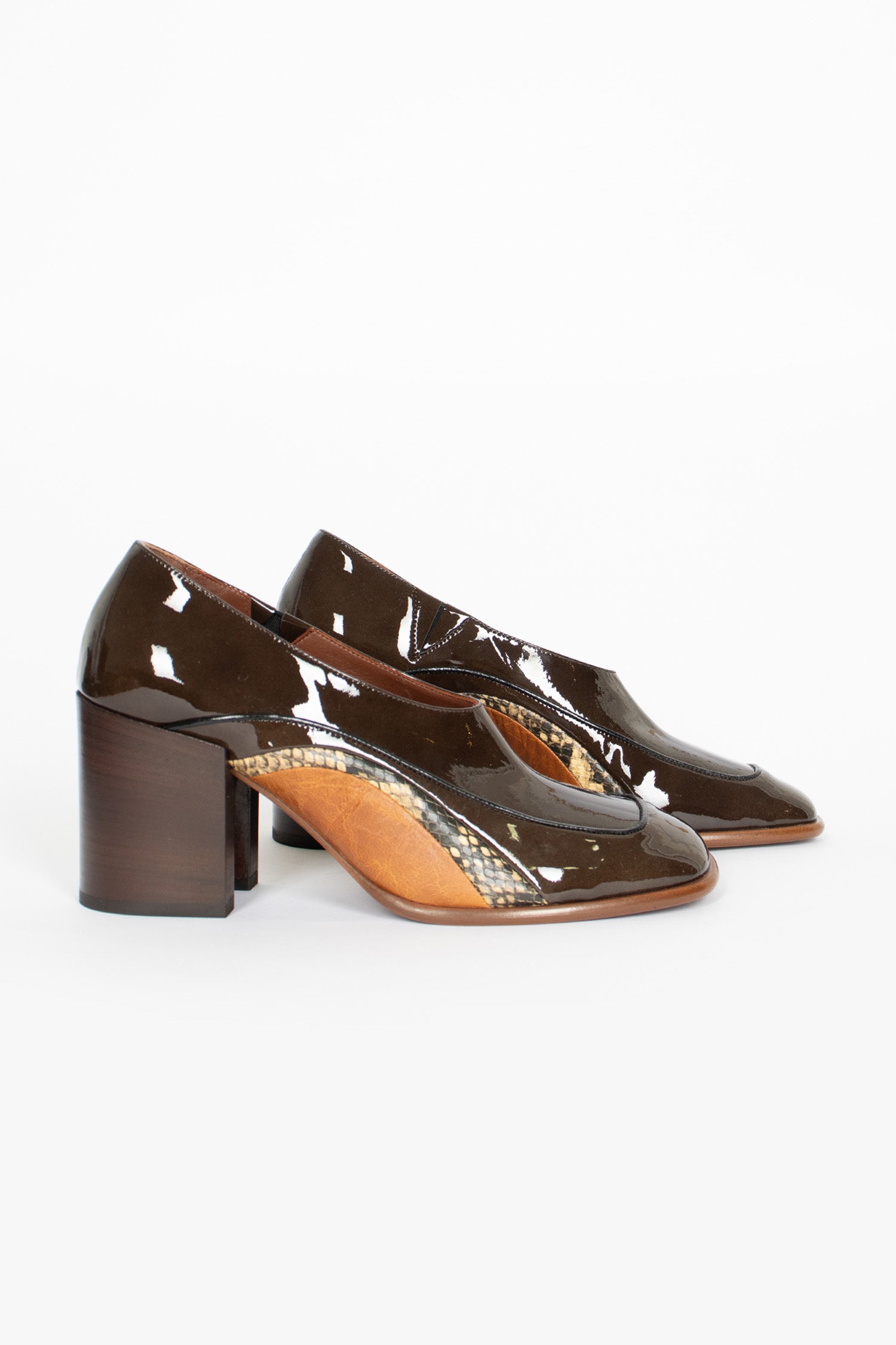 Patent Leather Heels Olive