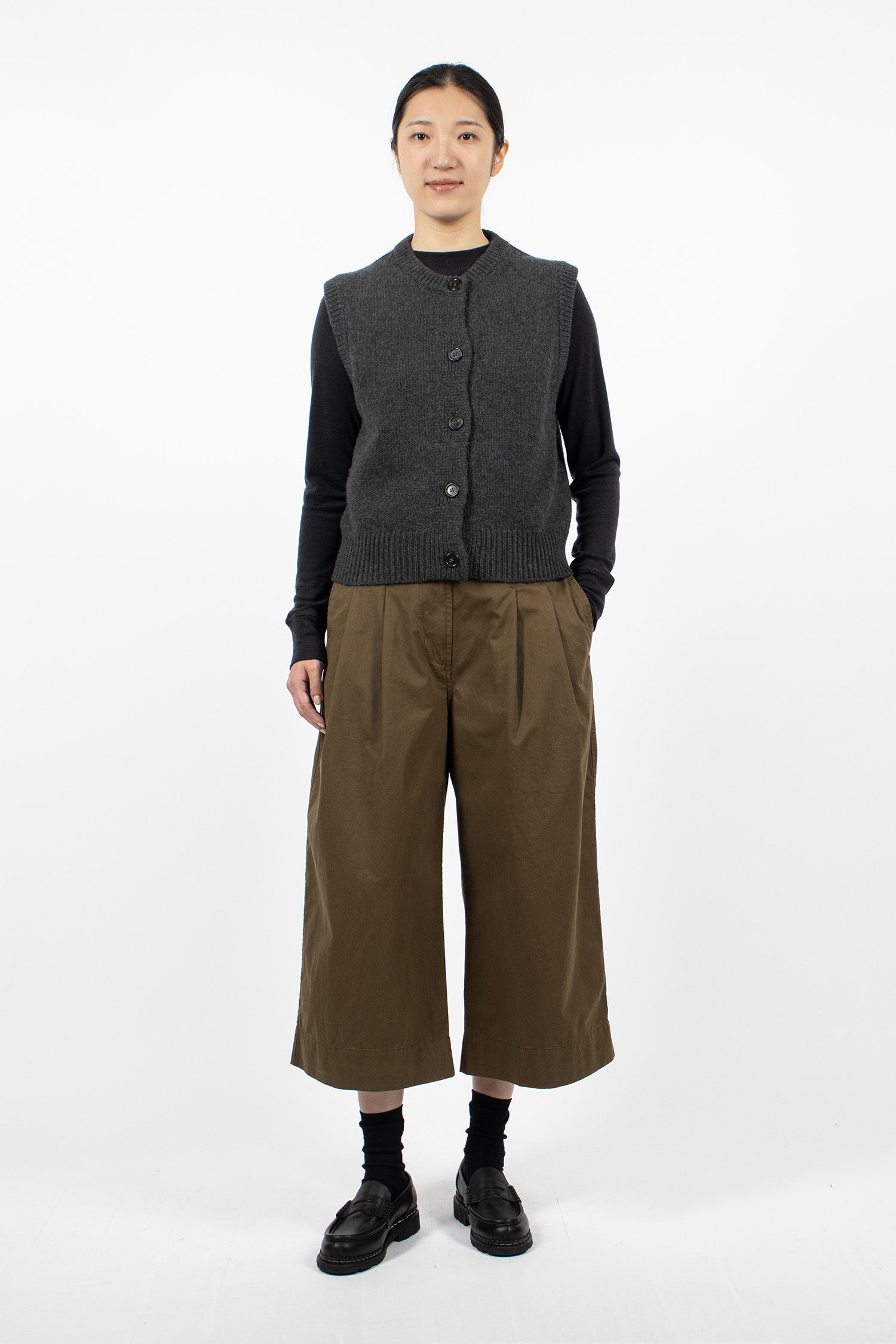 Pleated Culottes Khaki