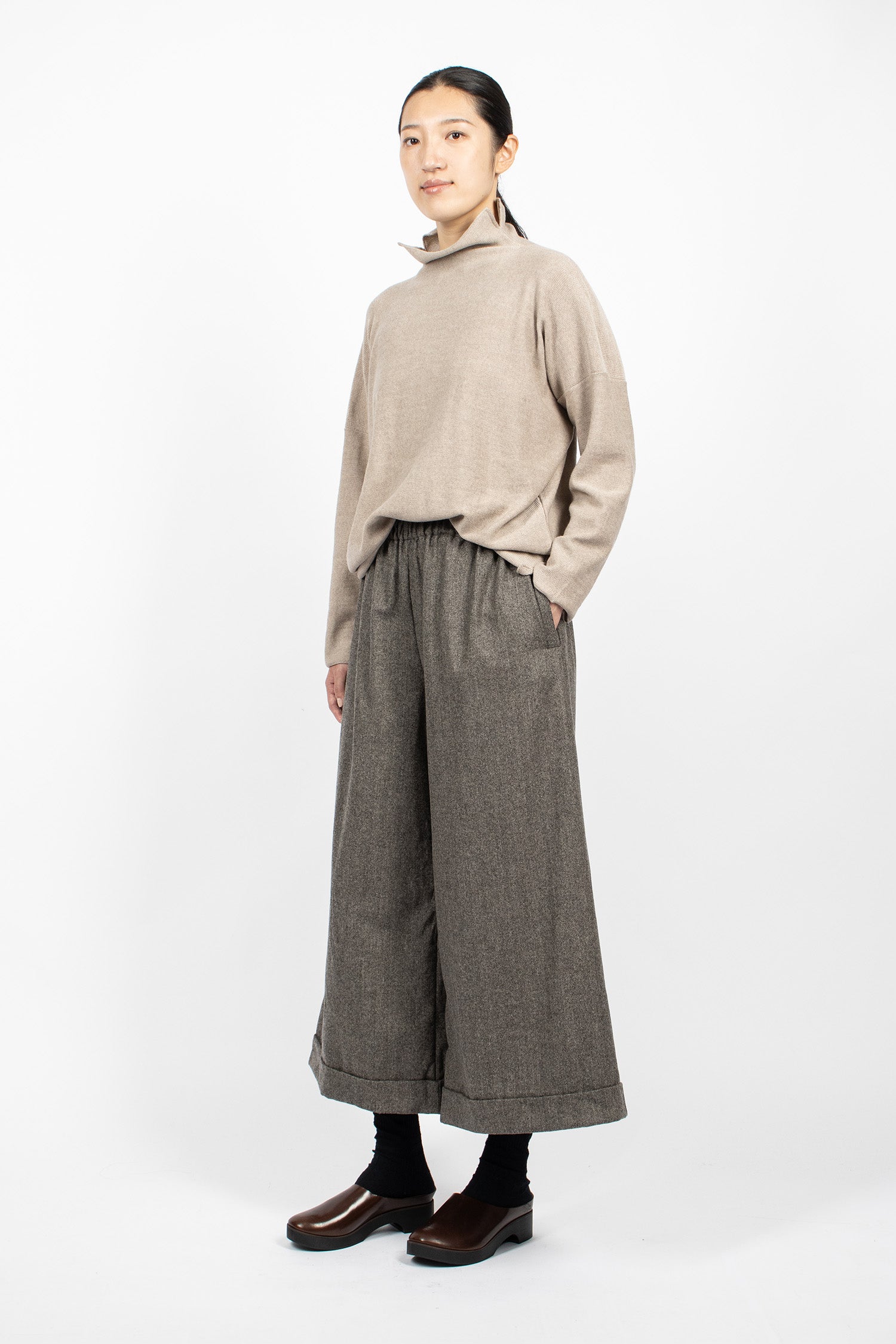Wide Pyjama Trousers Mix Brown