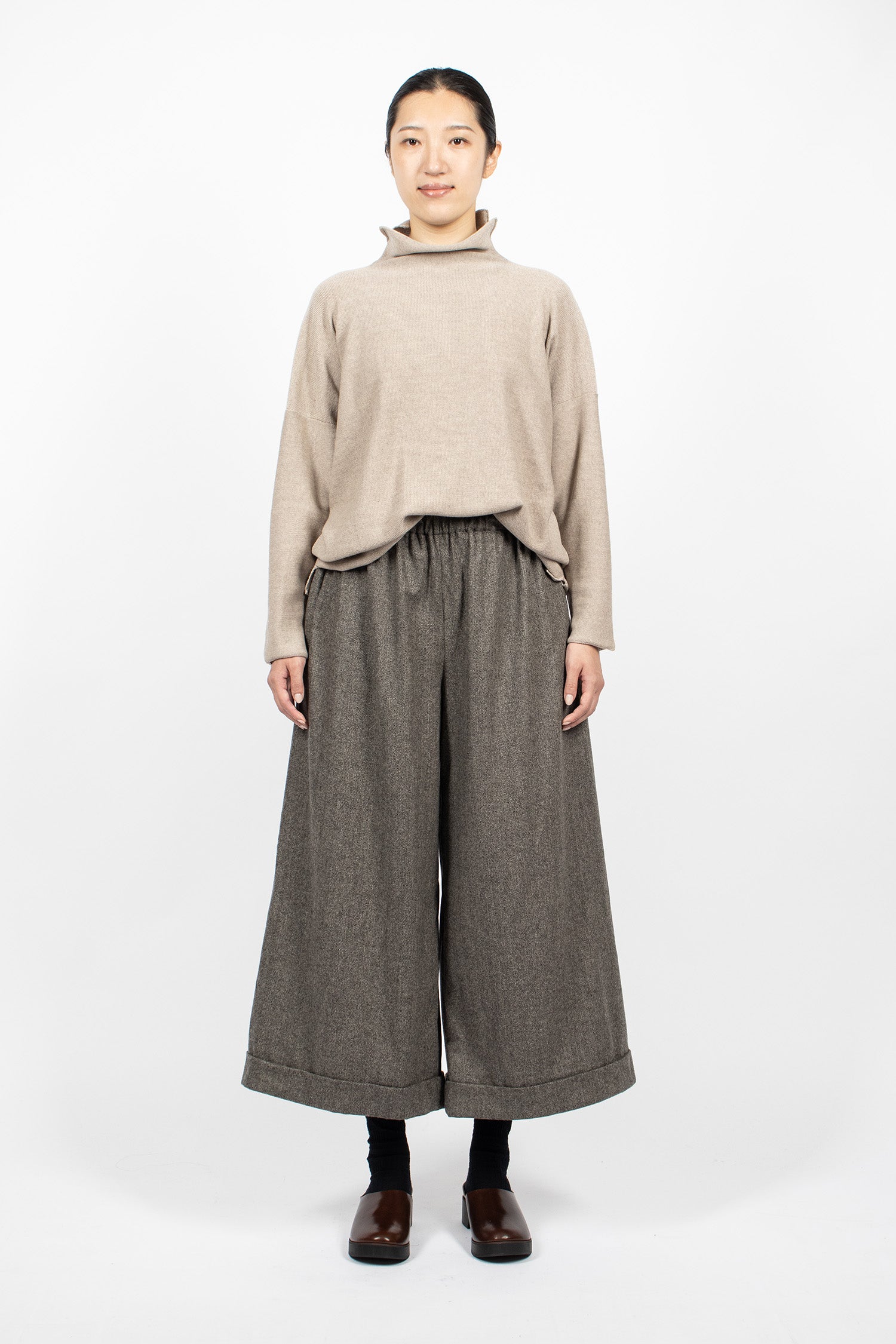 Wide Pyjama Trousers Mix Brown