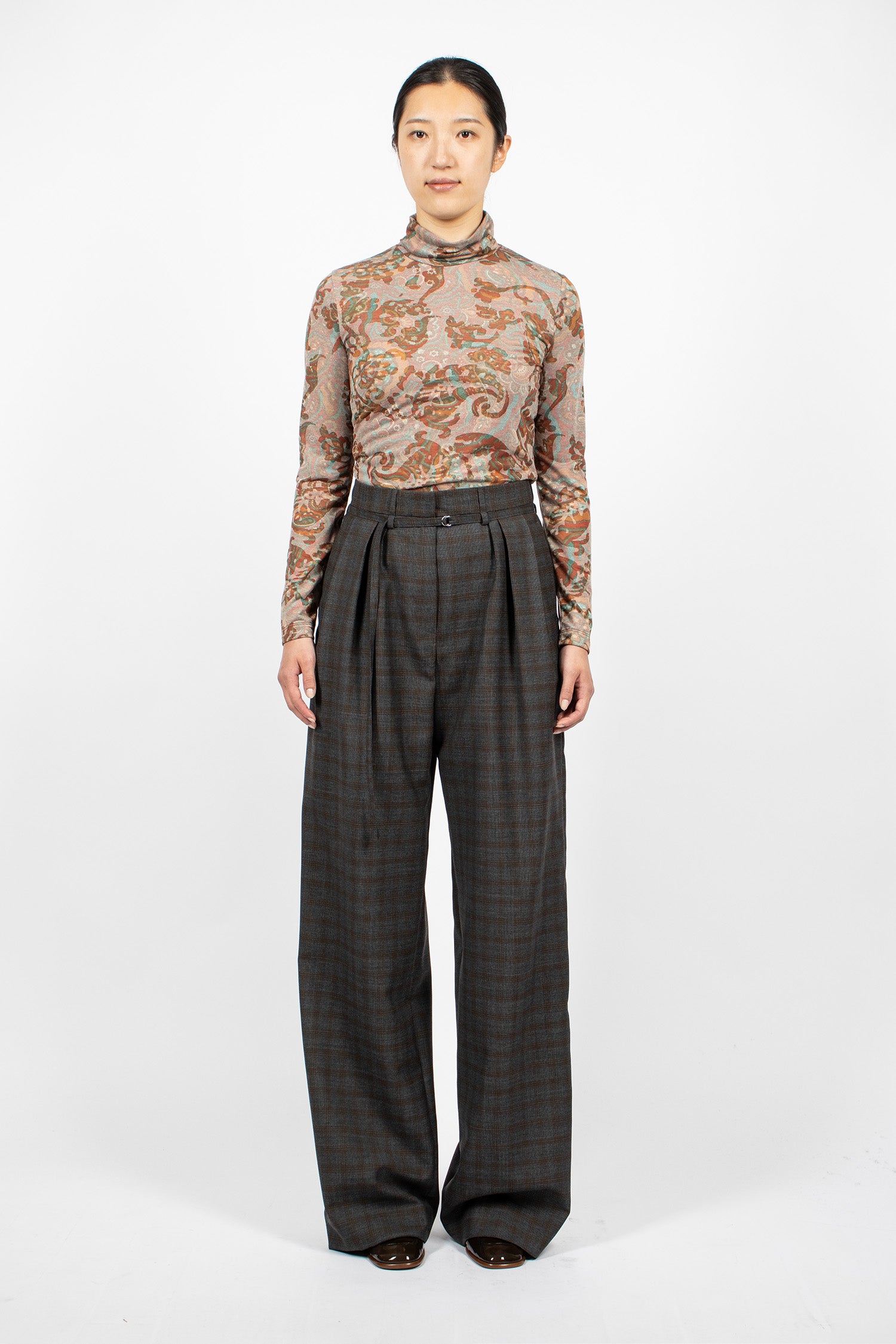 Belted Wool Pants Brown
