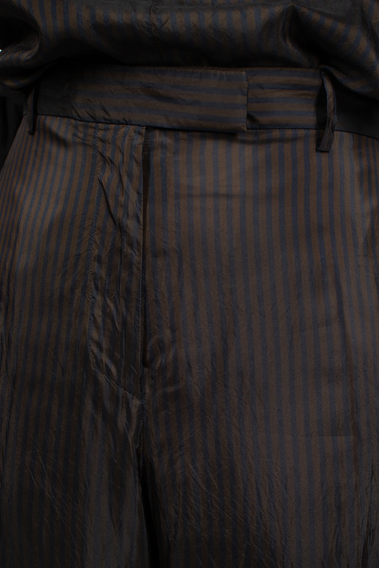 Wide Leg Stripe Pants Dark Brown