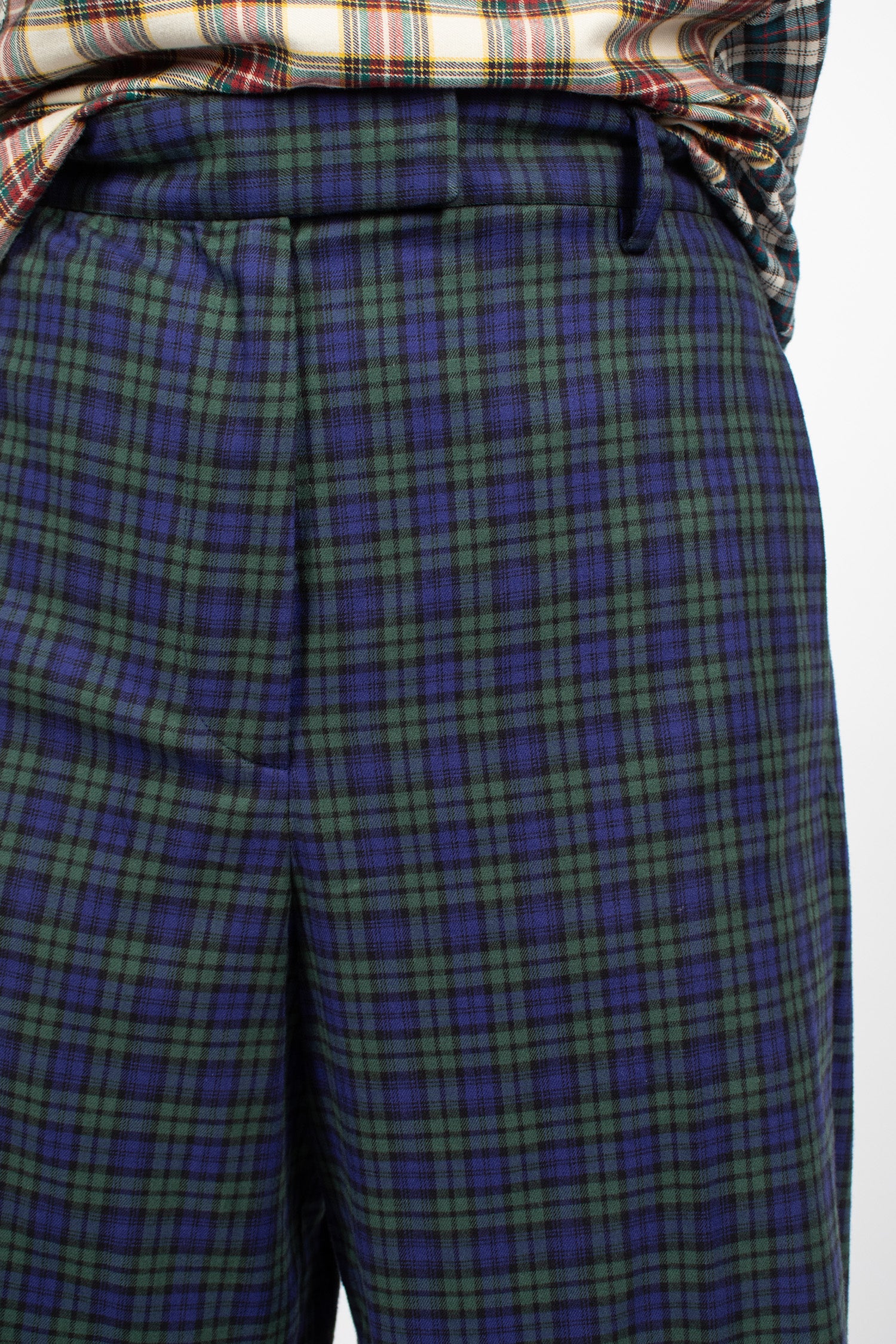 Wide Leg Cotton Flannel Pants Green
