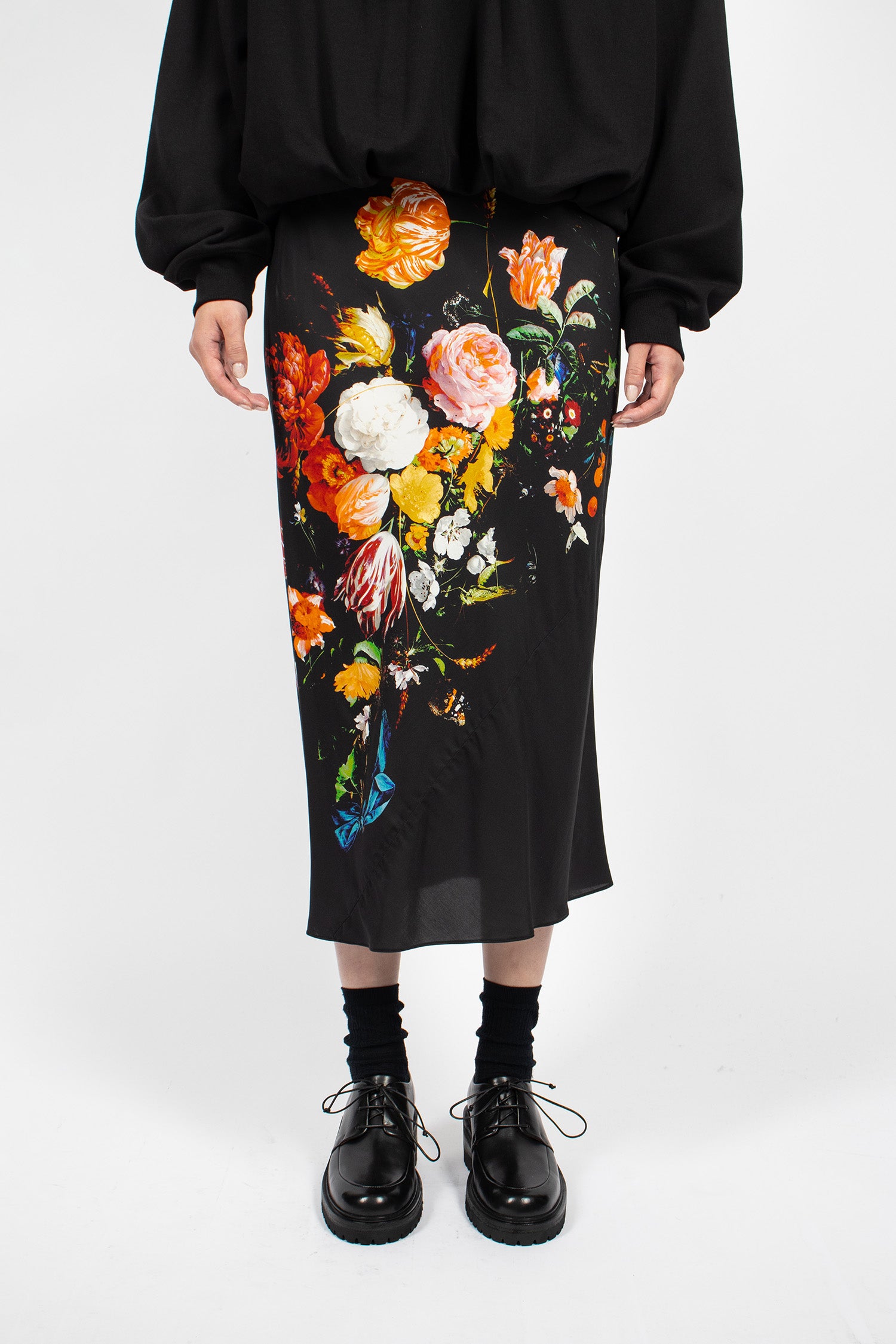 Satin Midi Skirt Dessin A