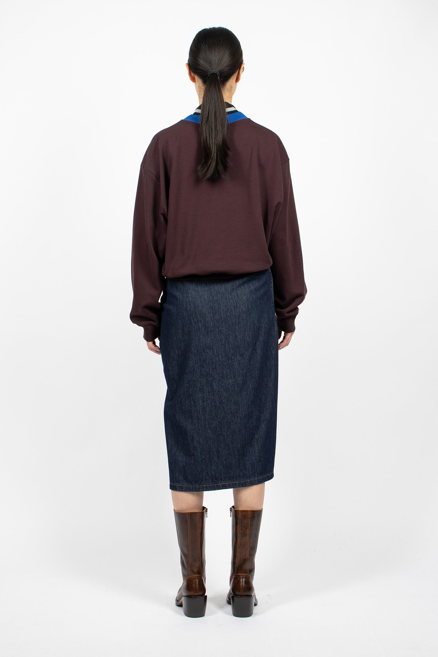 Draped Denim Skirt Indigo