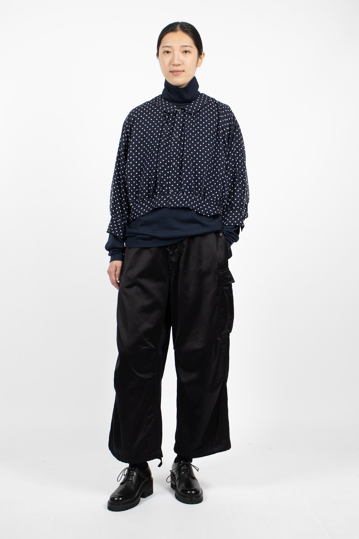 Collared Bolero Blouse Navy