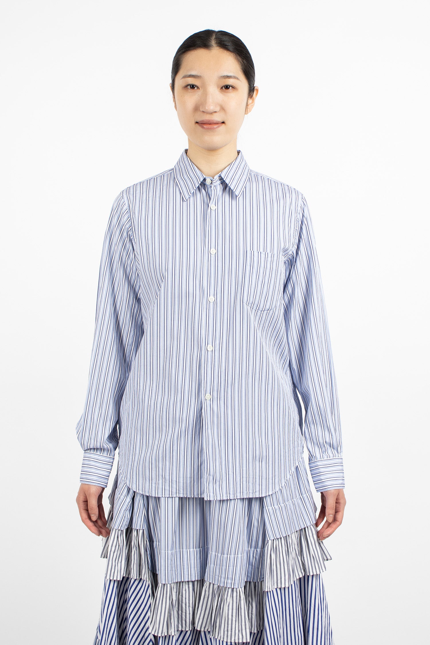 Stripe Blouse Sax/White/Navy