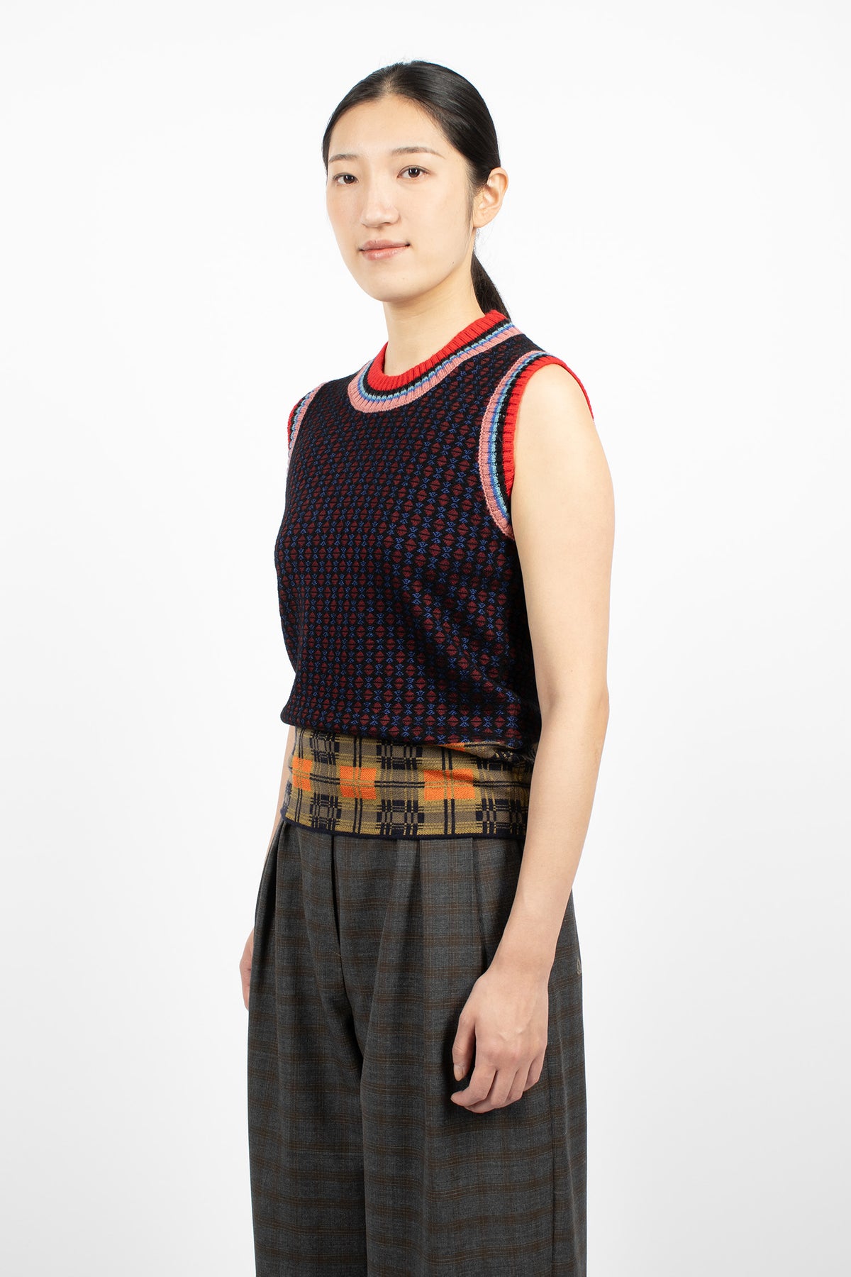 Jacquard Wool Vest Bordeaux