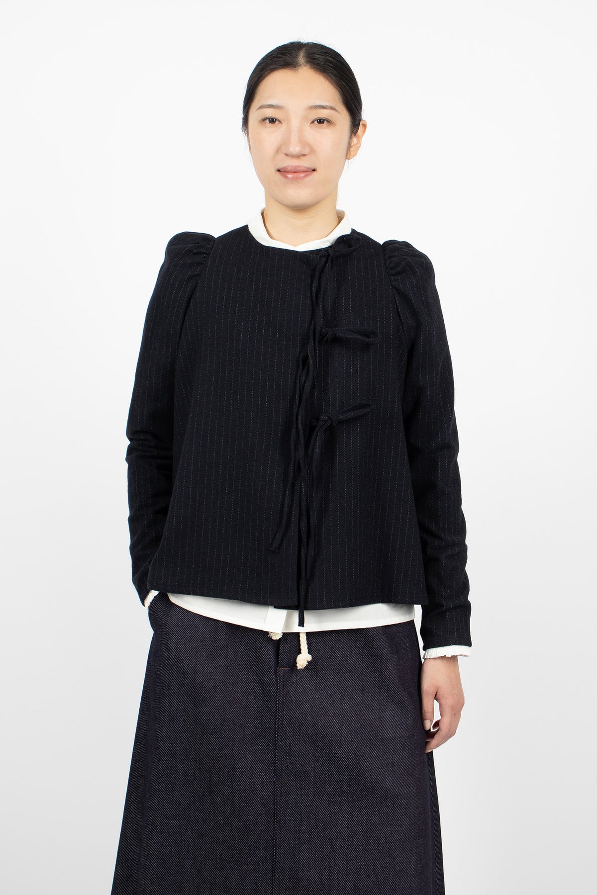 Bows Shirt Black Pinstripe