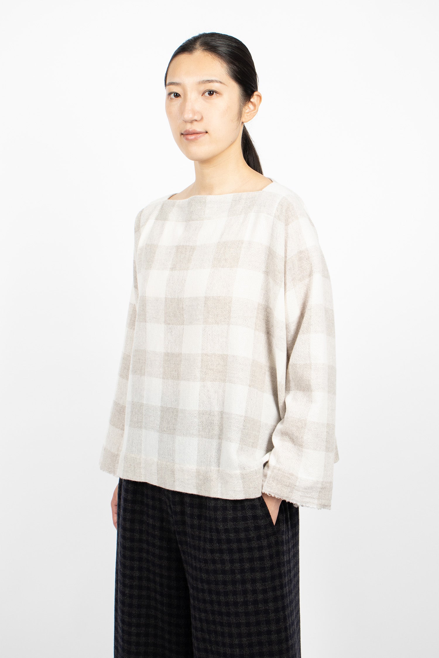 Square Cashmere Shirt Light Grey/Cream