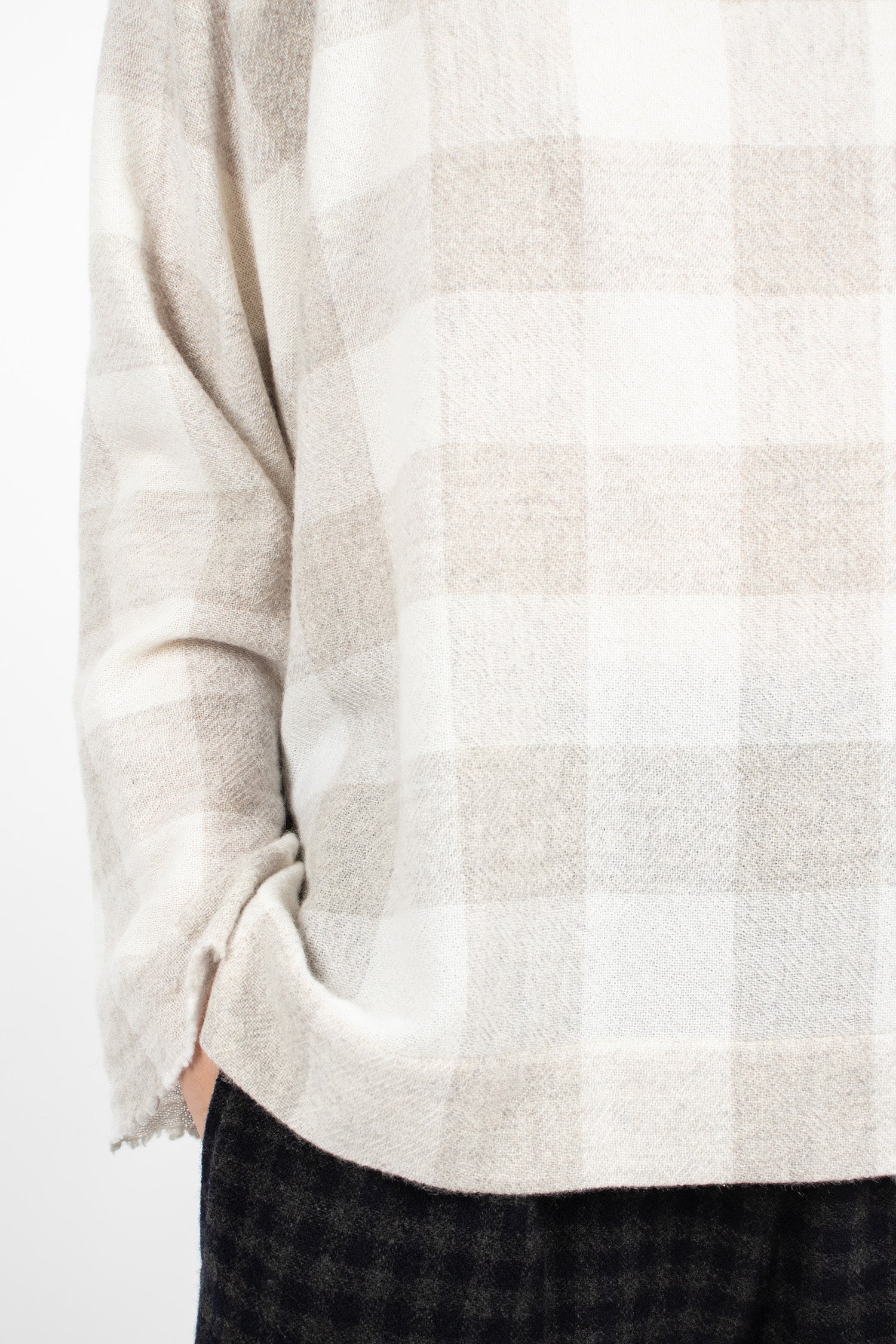 Square Cashmere Shirt Light Grey/Cream