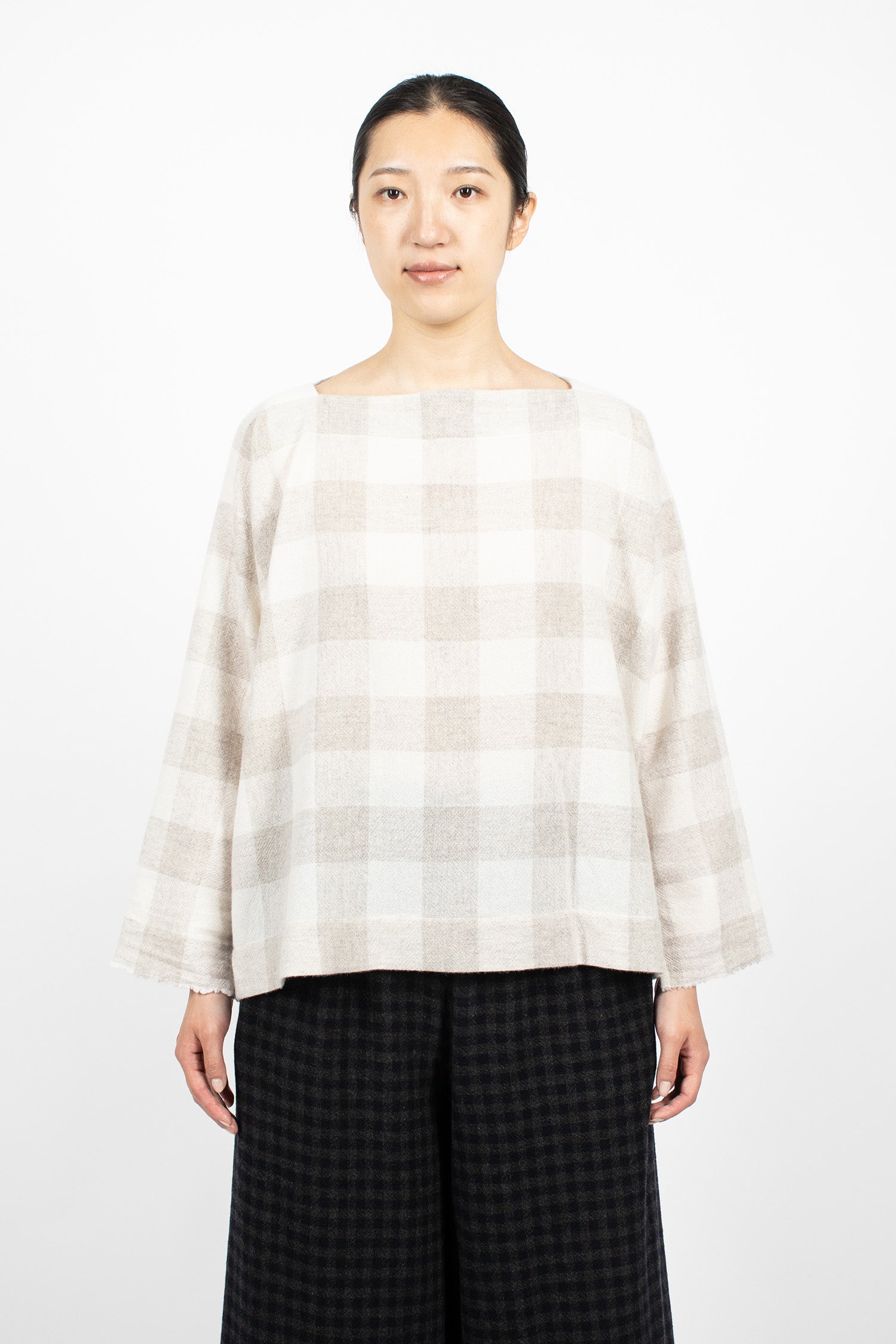 Square Cashmere Shirt Light Grey/Cream