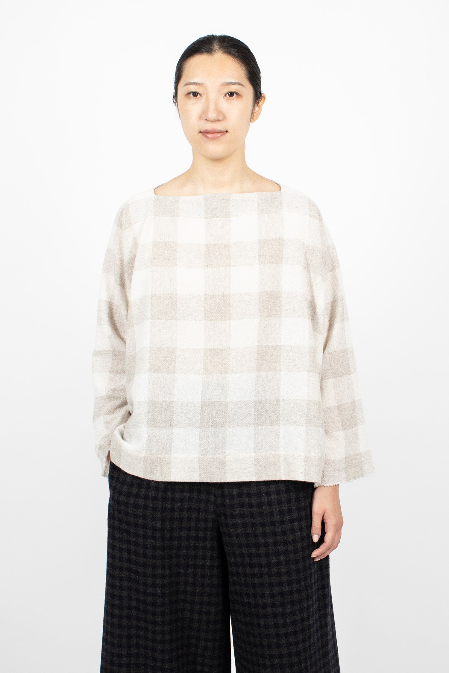 Square Cashmere Shirt Light Grey/Cream
