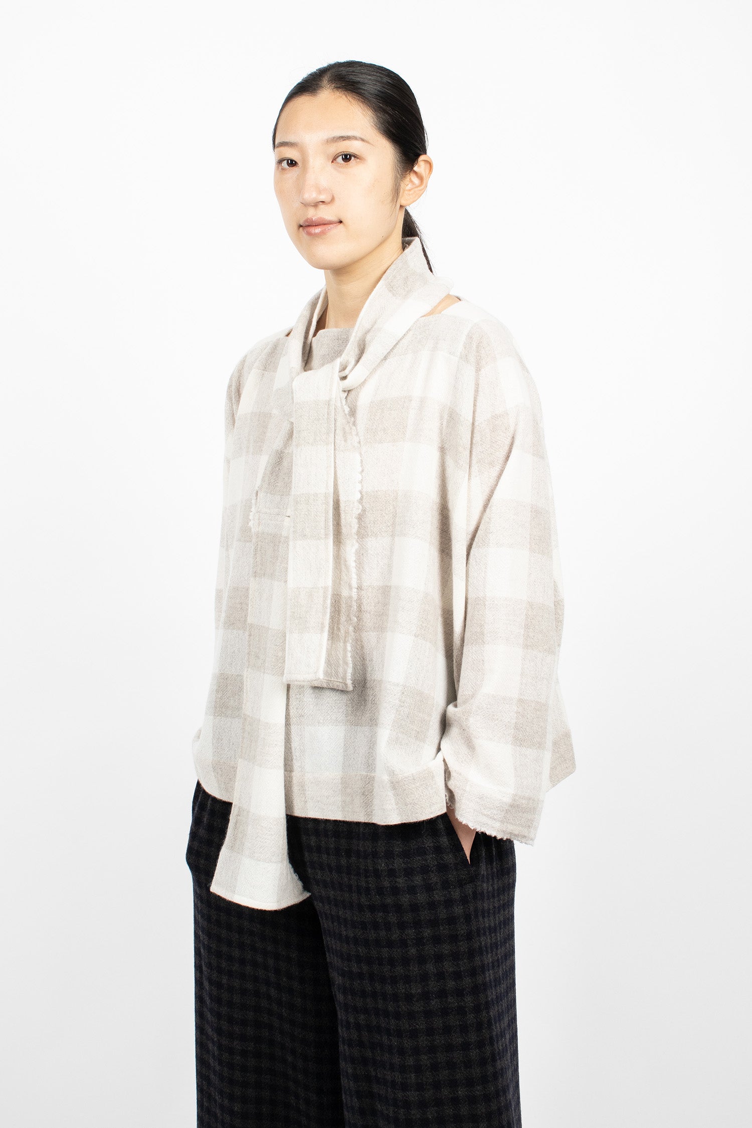 Square Cashmere Shirt Light Grey/Cream