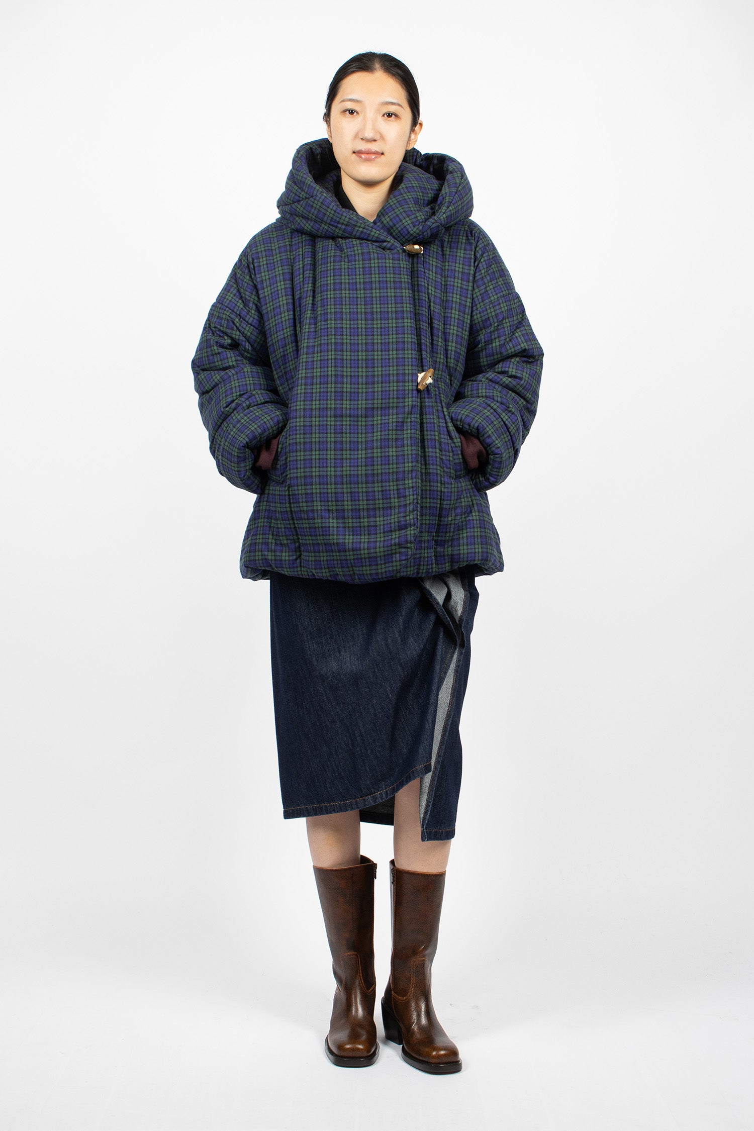 Flannel Puffer Jacket Green