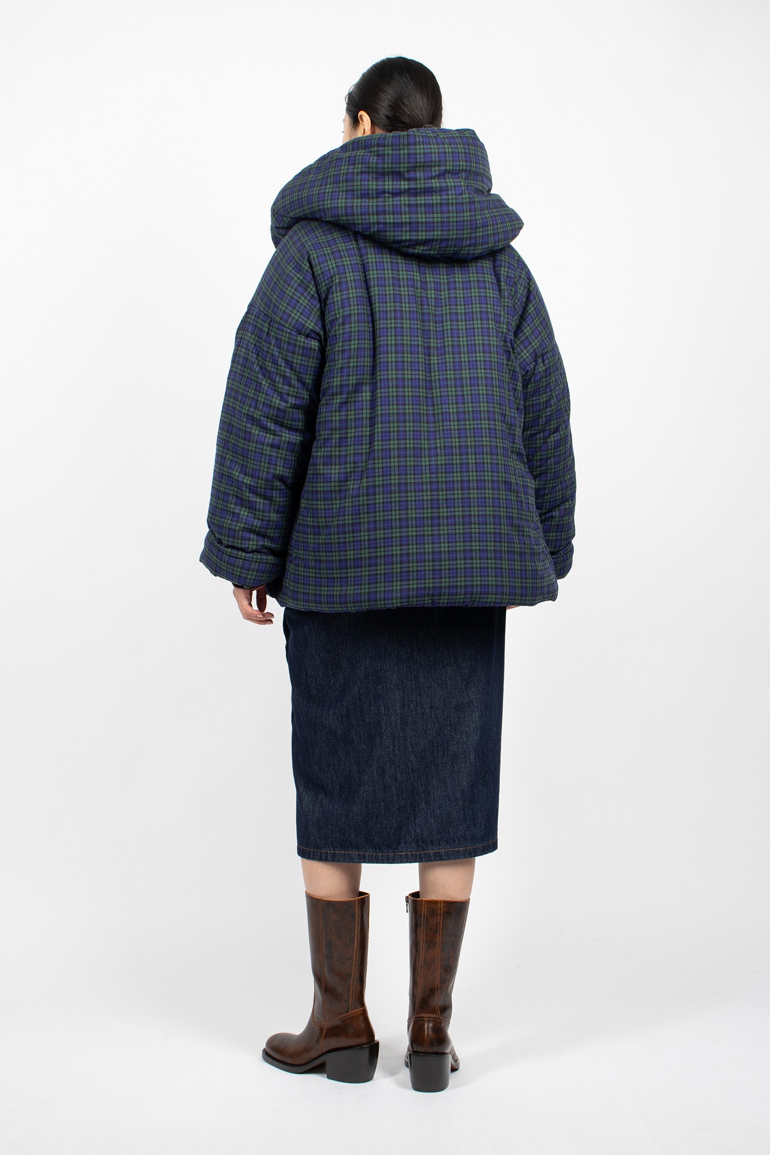Flannel Puffer Jacket Green