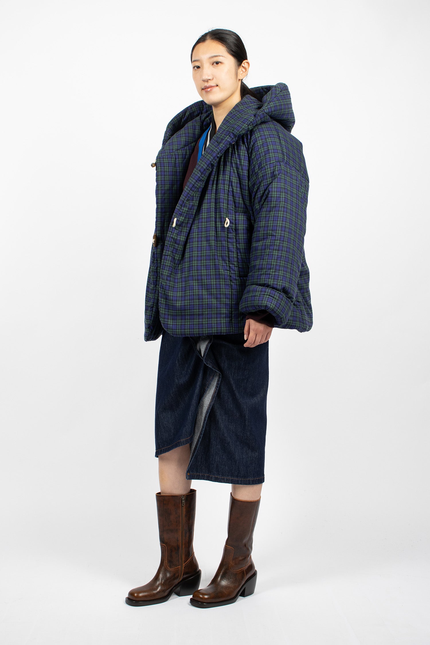 Flannel Puffer Jacket Green